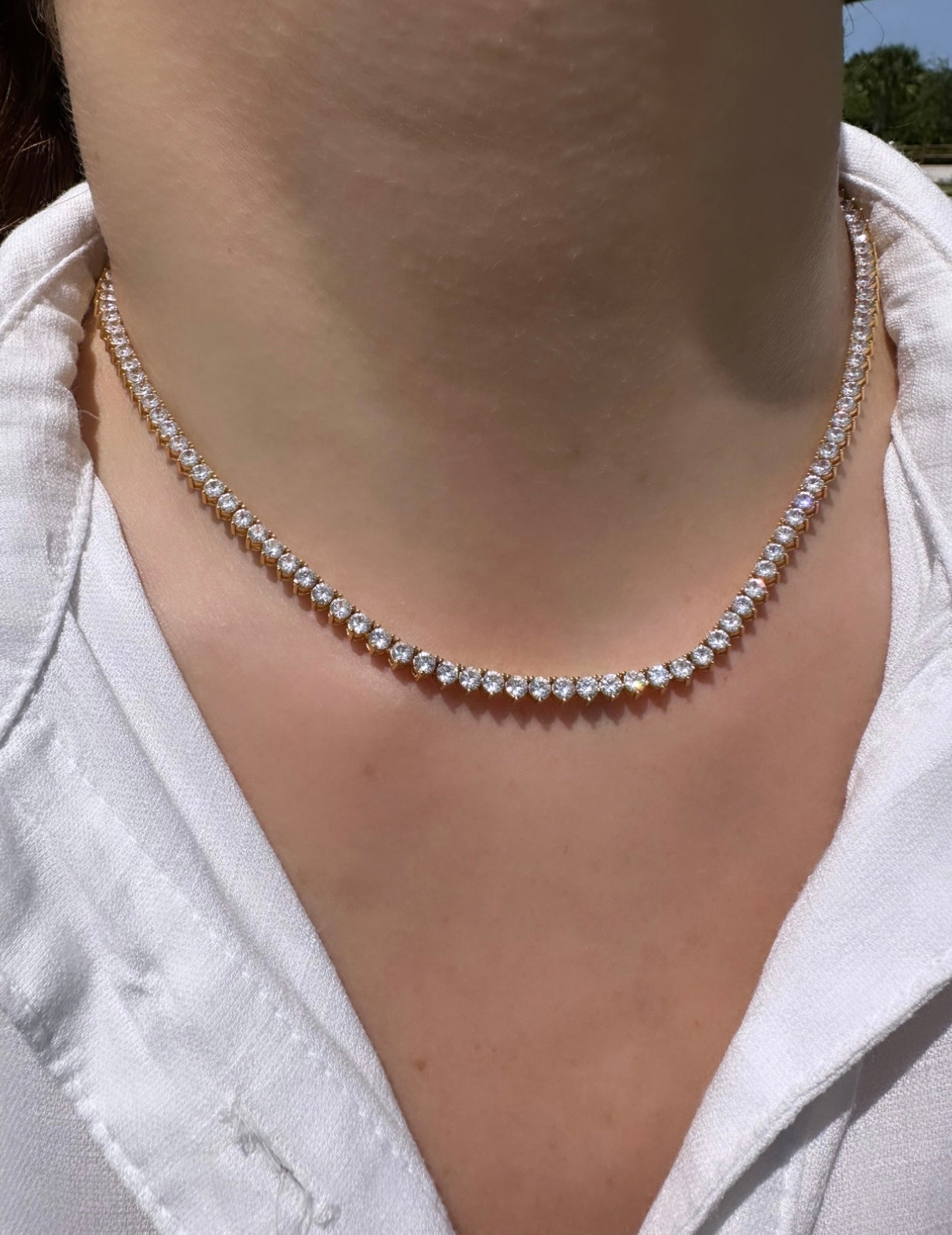 3mm 3 Prong tennis necklace