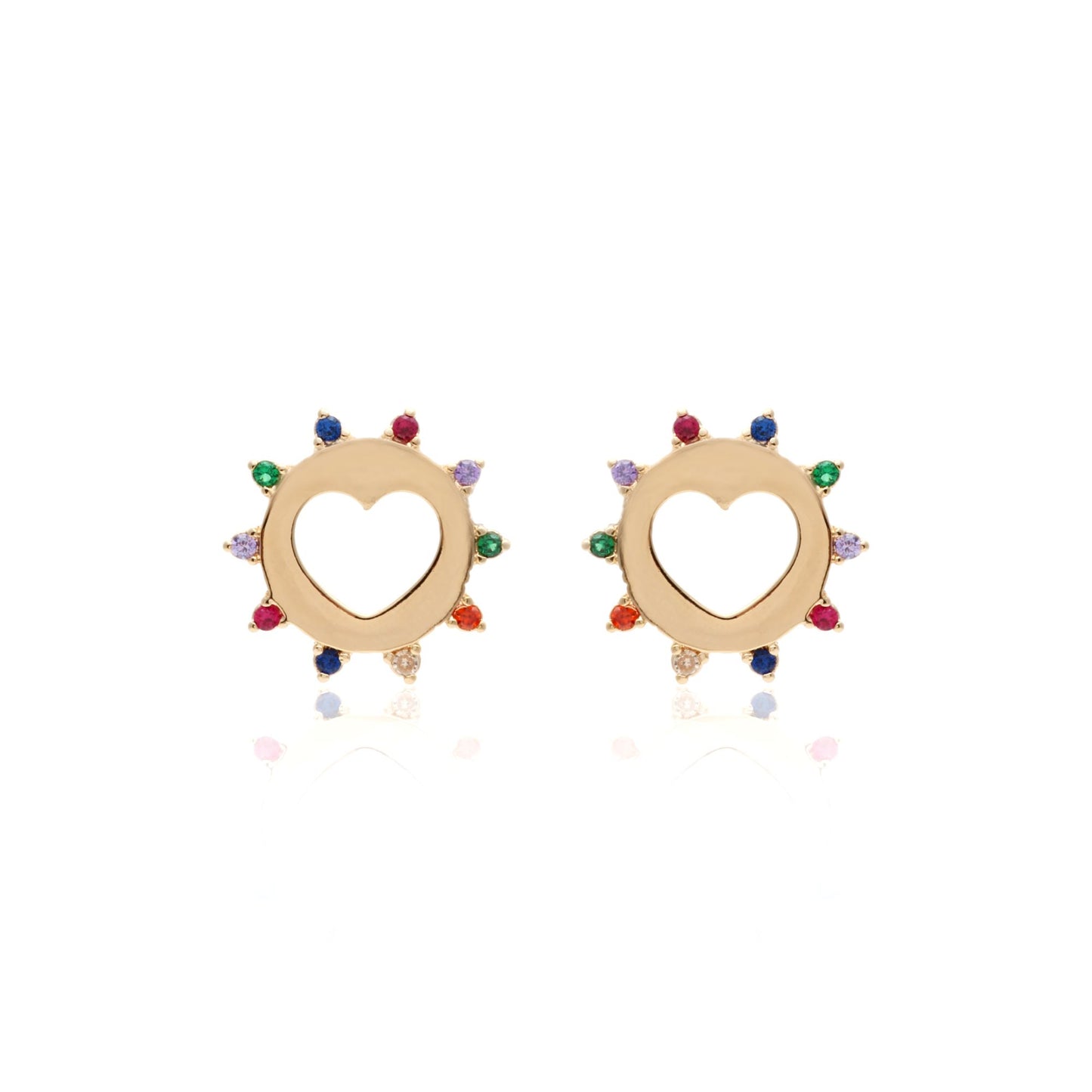 Hollow Heart with Colorful Zirconia Earrings
