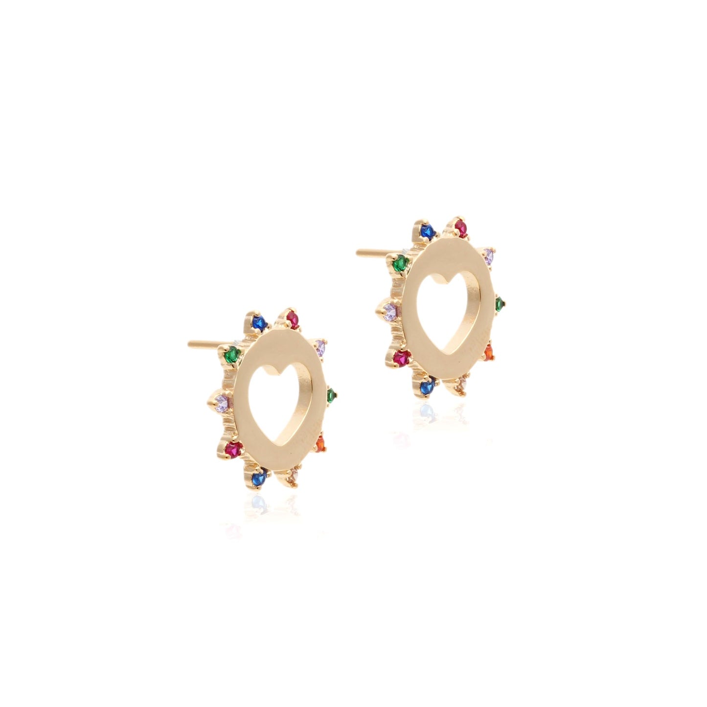 Hollow Heart with Colorful Zirconia Earrings