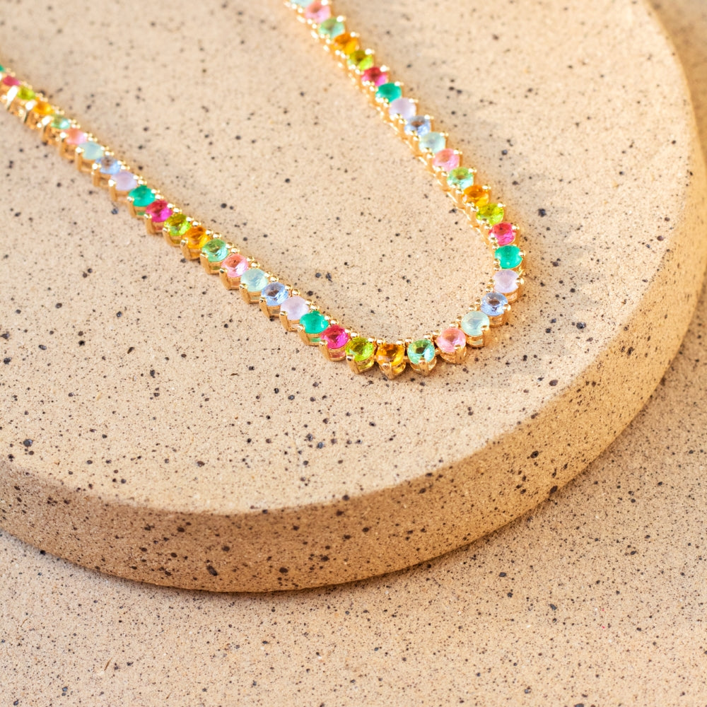 Colorful Tennis Necklace 16.5 inch (Riviera)