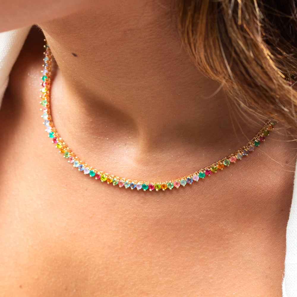 Colorful Tennis Necklace 16.5 inch (Riviera)