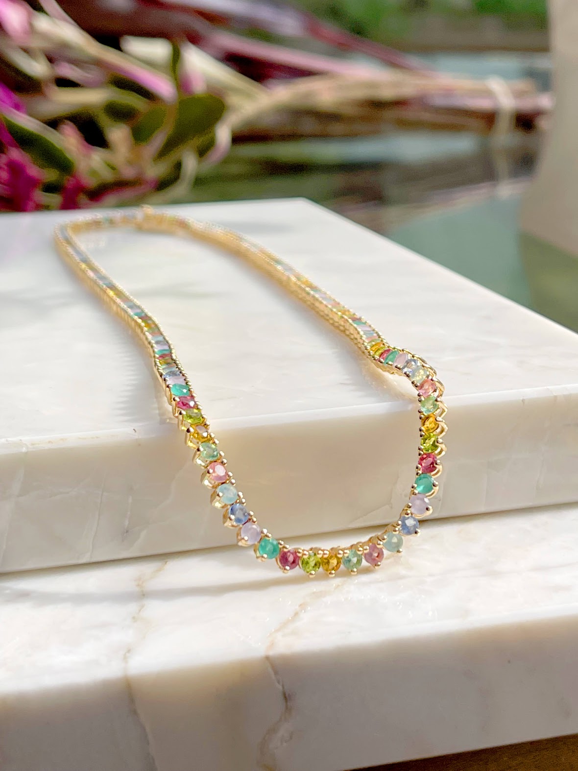 Colorful Tennis Necklace 16.5 inch (Riviera)