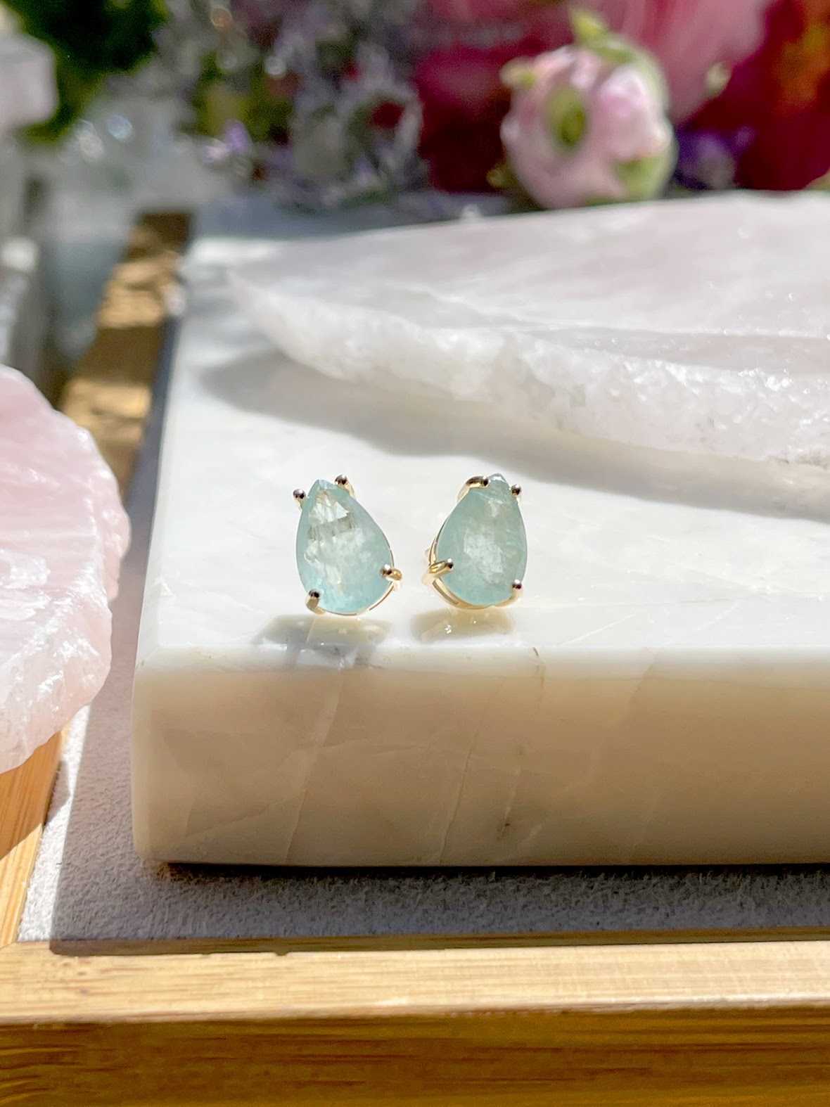 Drop Earrings of Tourmaline Light Fusion Stone