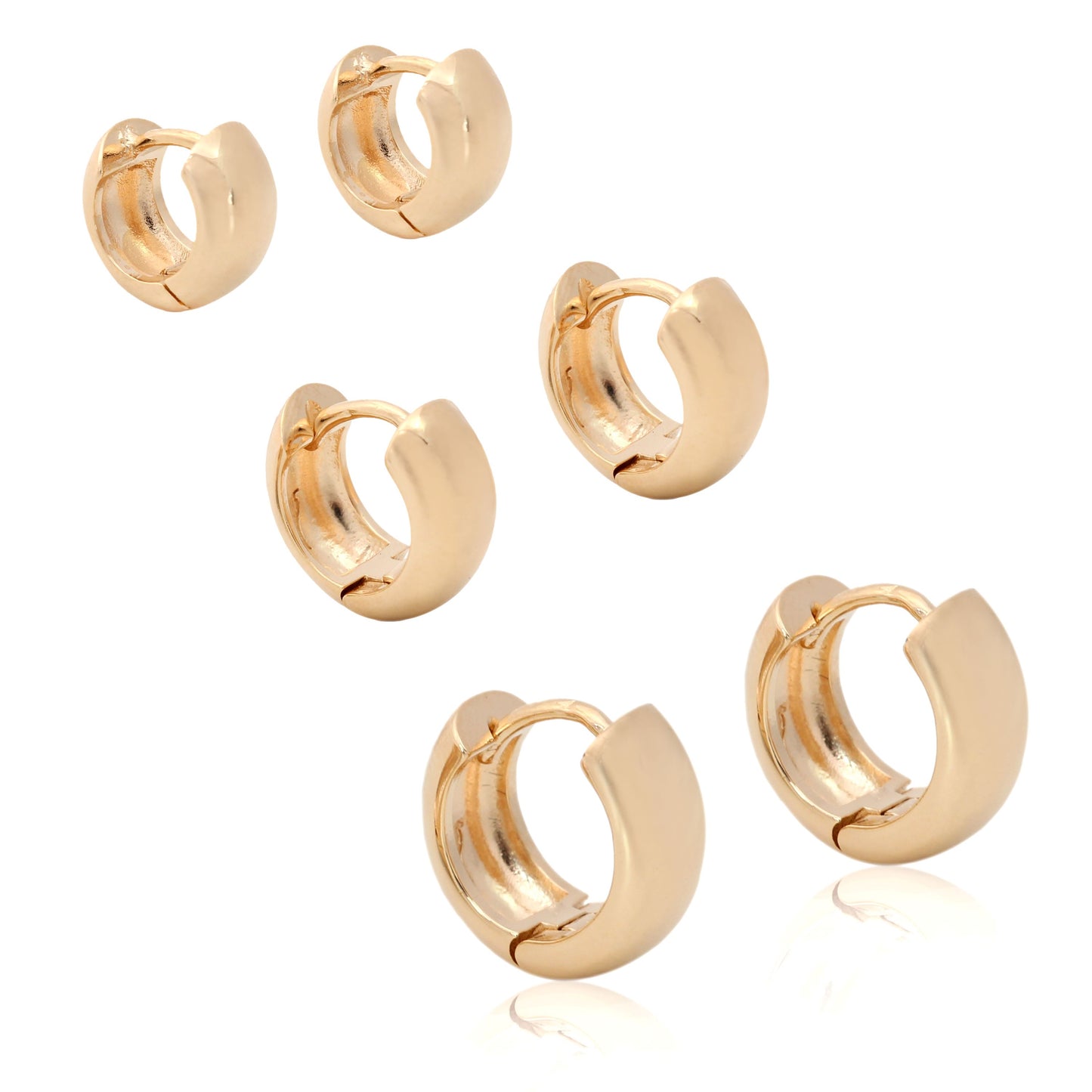 18K gold-plated hoops in 3 sizes