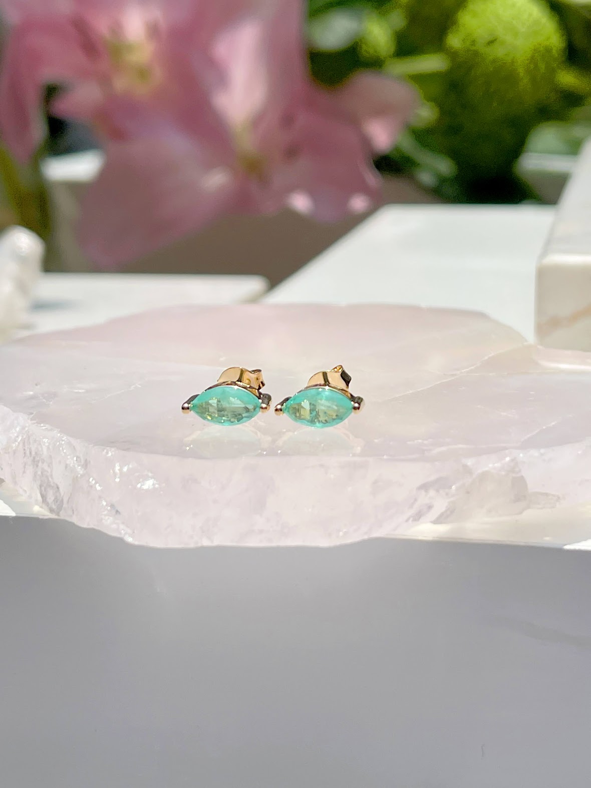 Navette Colombian Emerald Earrings