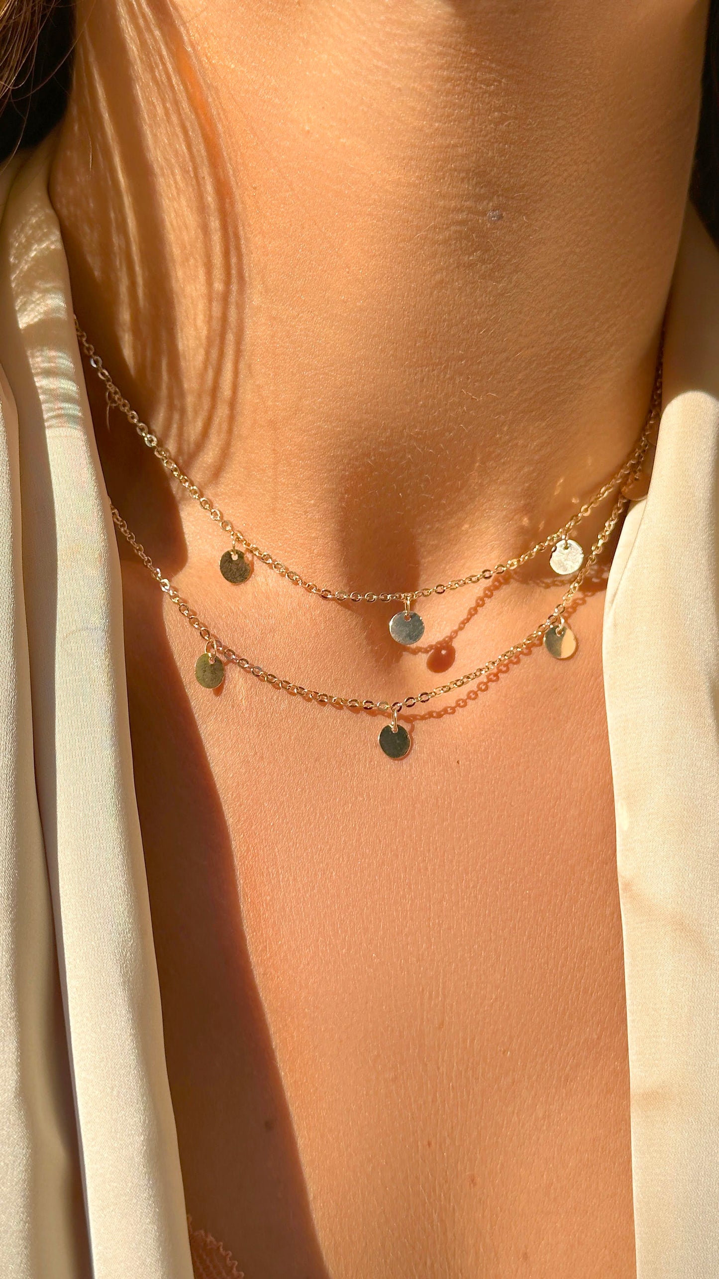 18K gold plated medal necklace - 31.4"