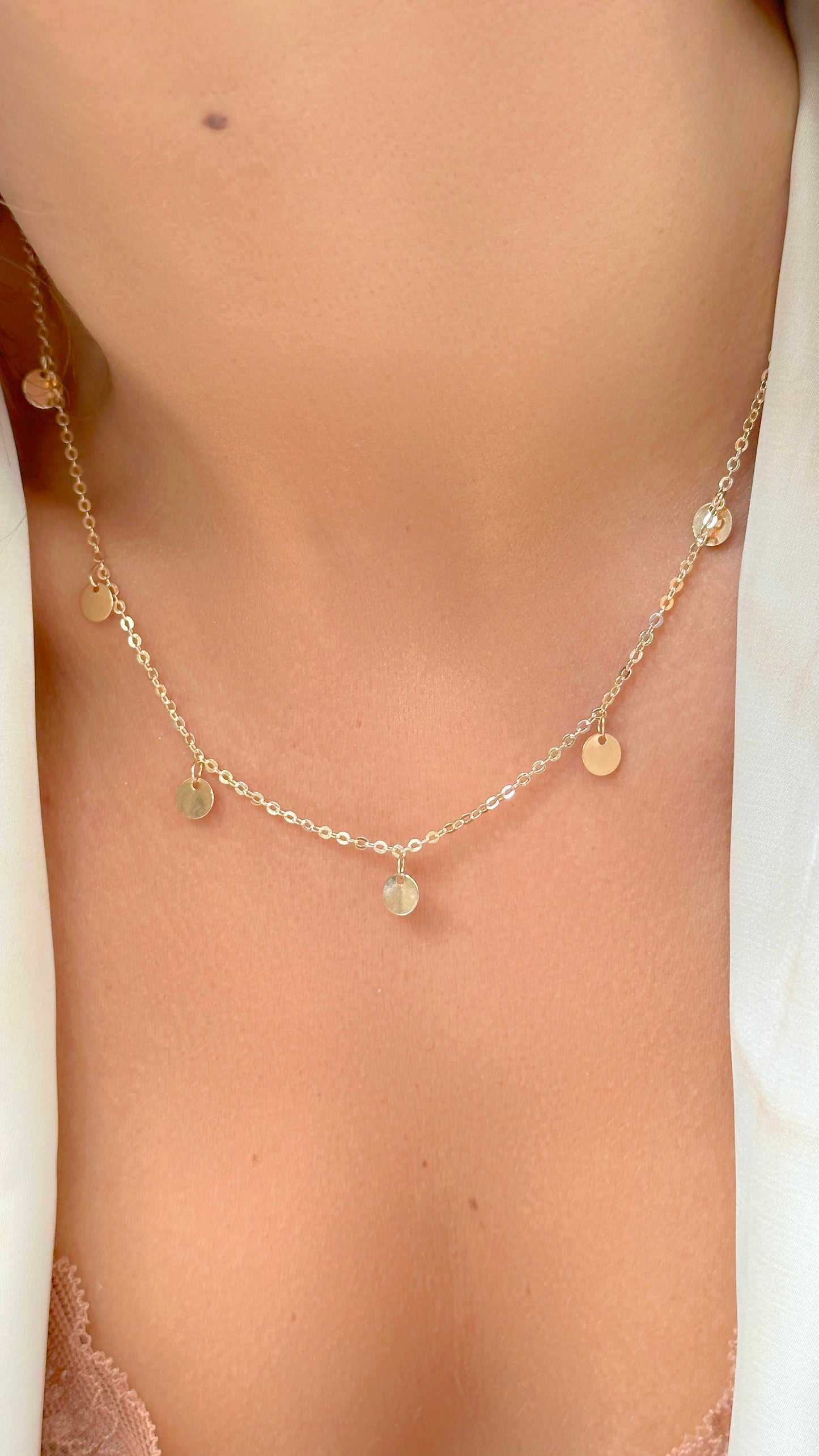 18K gold plated medal necklace - 17.7"