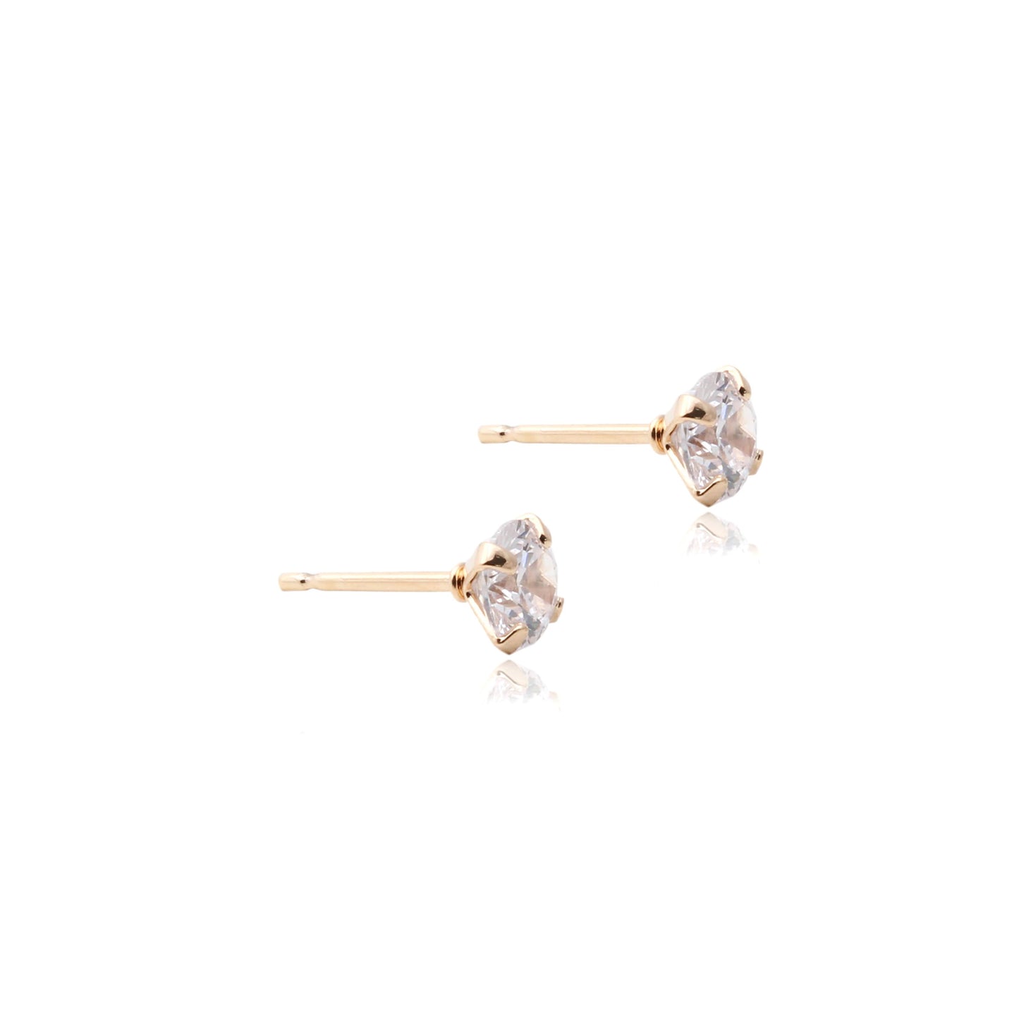 Solitaire earrings in 18k gold plating 3MM, 5MM, 7MM
