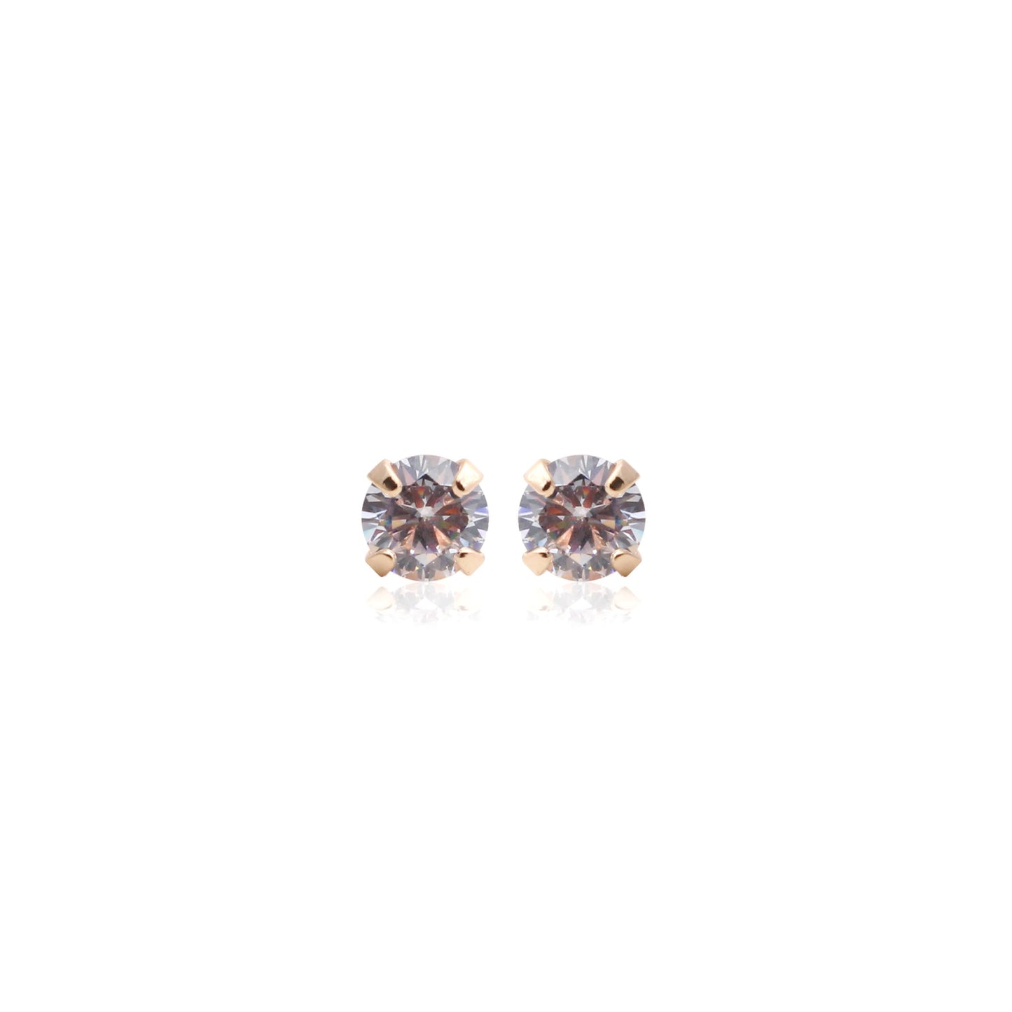 Solitaire earrings in 18k gold plating 4MM, 6MM, 8MM