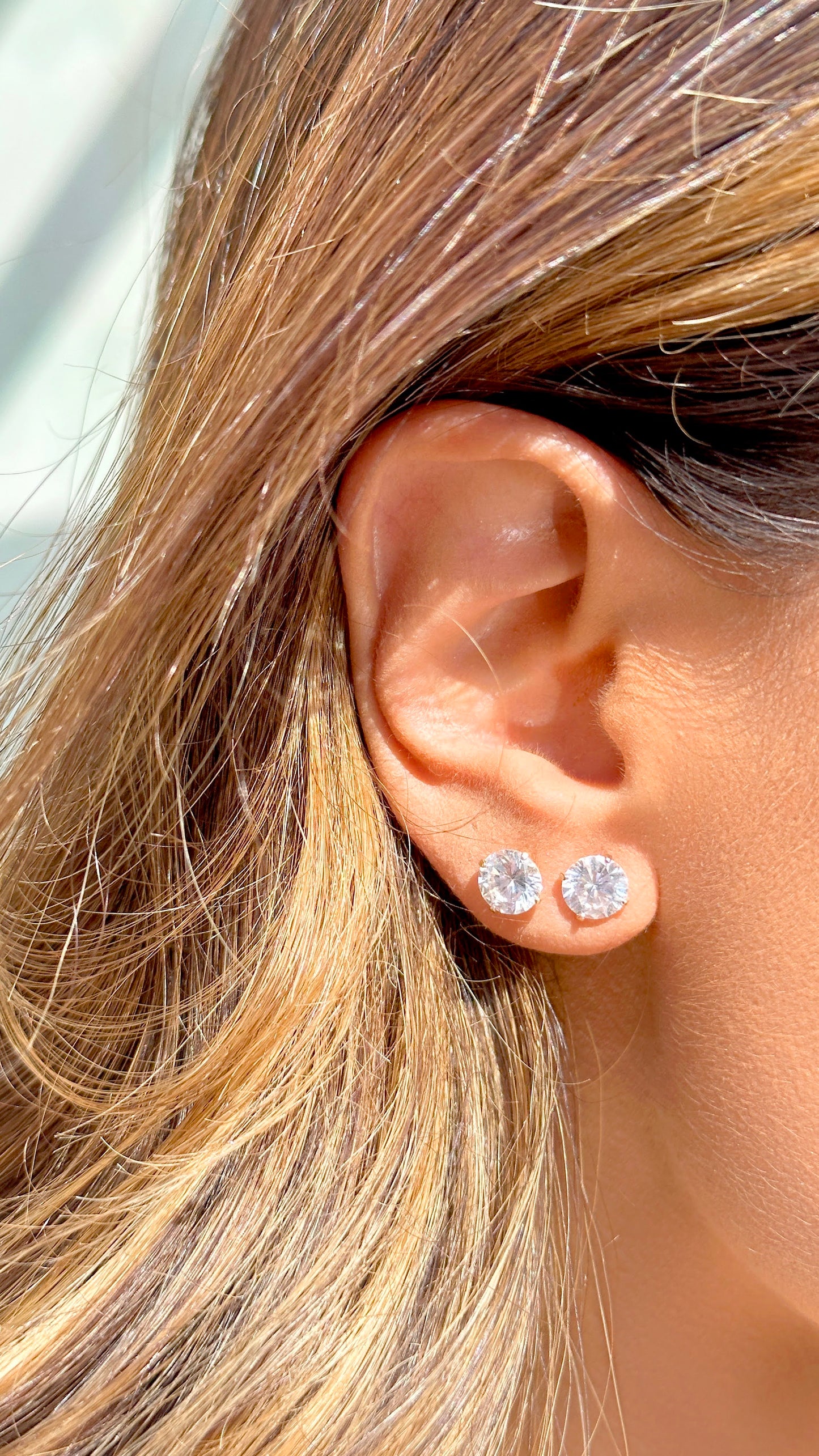 Solitaire earrings in 18k gold plating 3MM, 5MM, 7MM