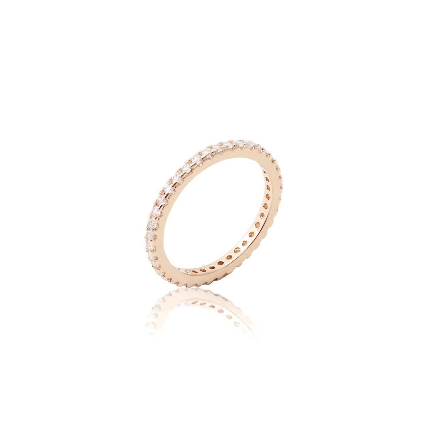 18K gold plated thin ring with white CZ