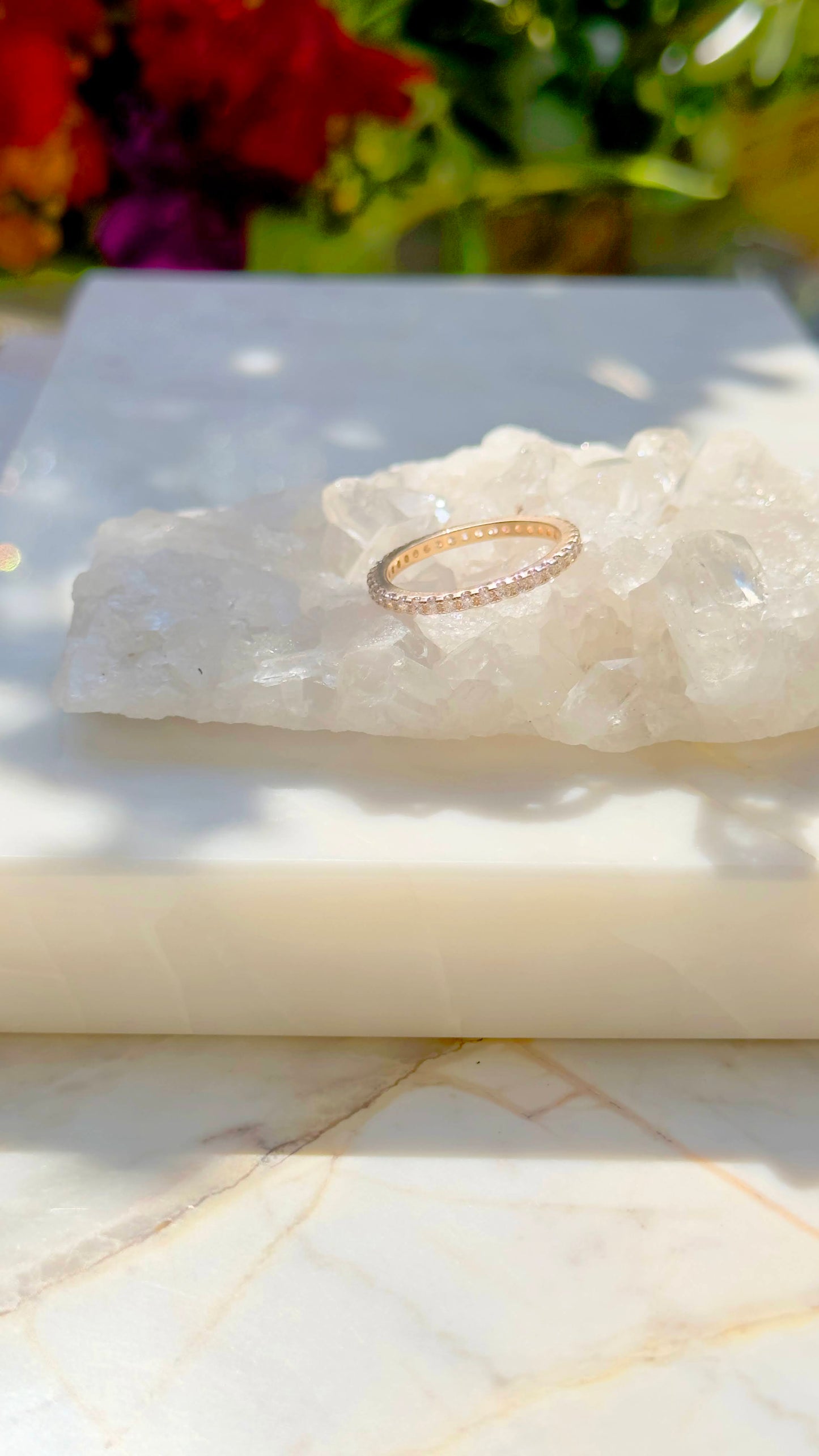 18K gold plated thin ring with white CZ