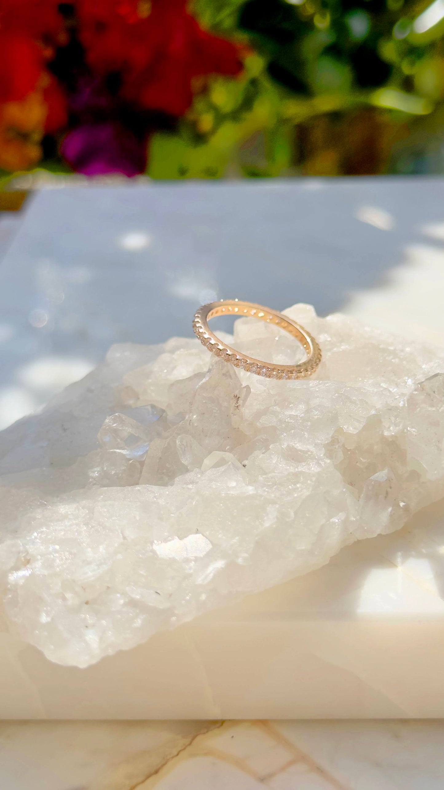 18K gold plated thin ring with white CZ