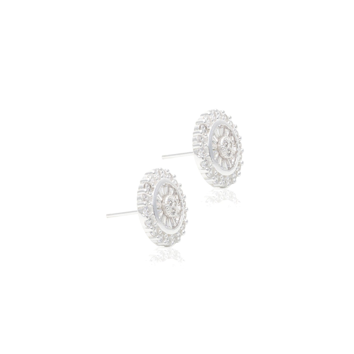 925 sterling silver "pizza" small earring with white cubic zirconia