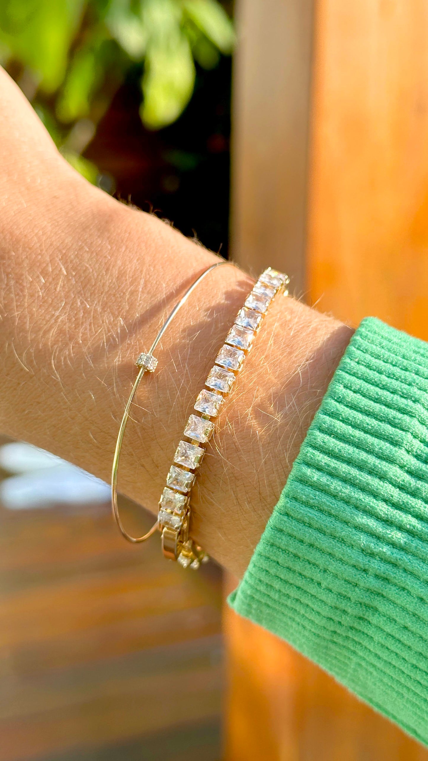 18K gold plated riviera bracelet with 4MM white CZ