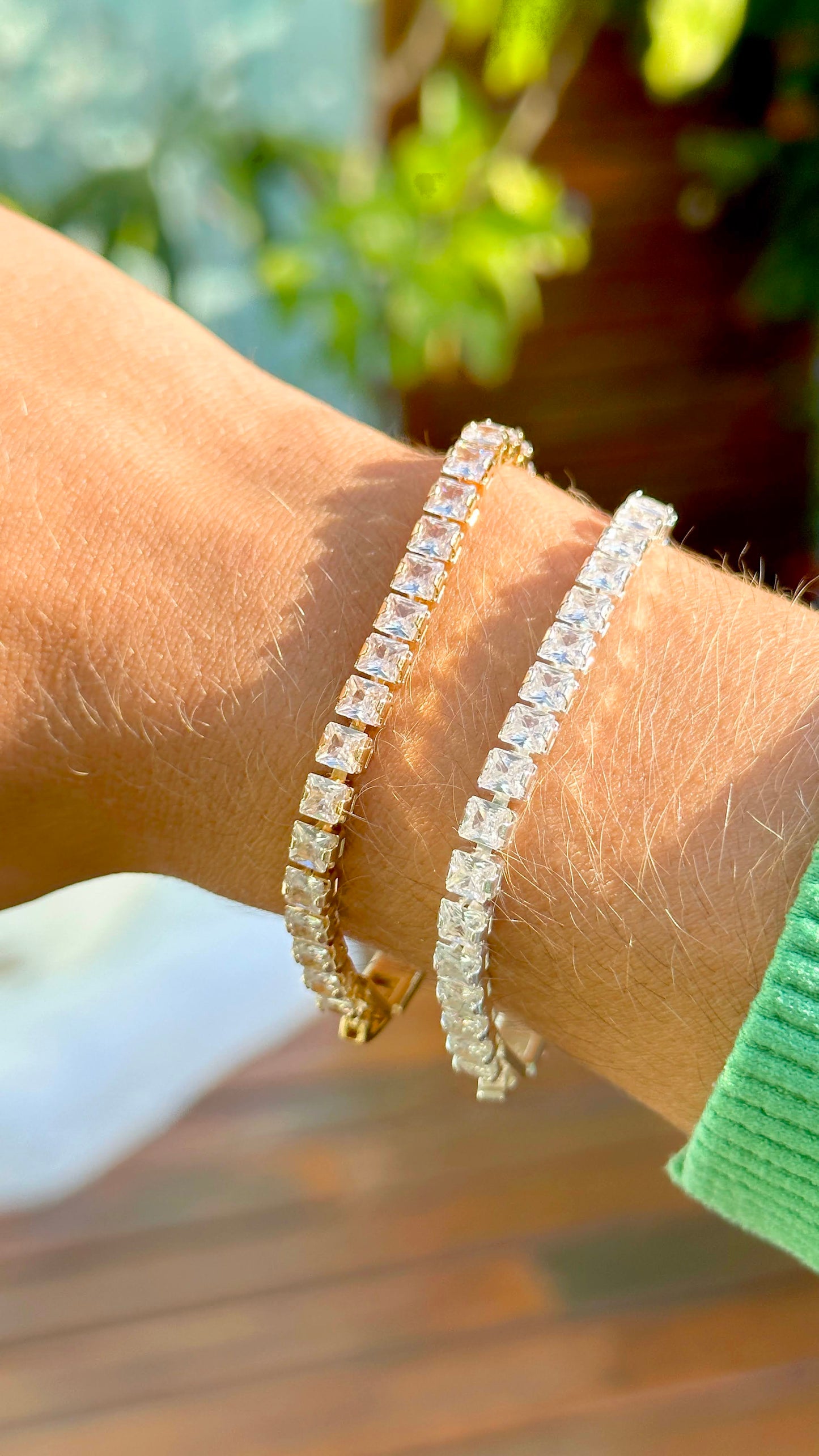 925 sterling silver riviera bracelet with 4MM white CZ