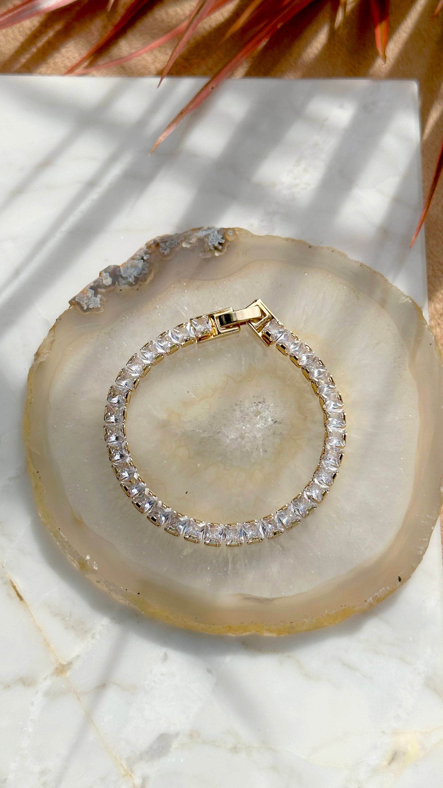 18K gold plated riviera bracelet with 4MM white CZ