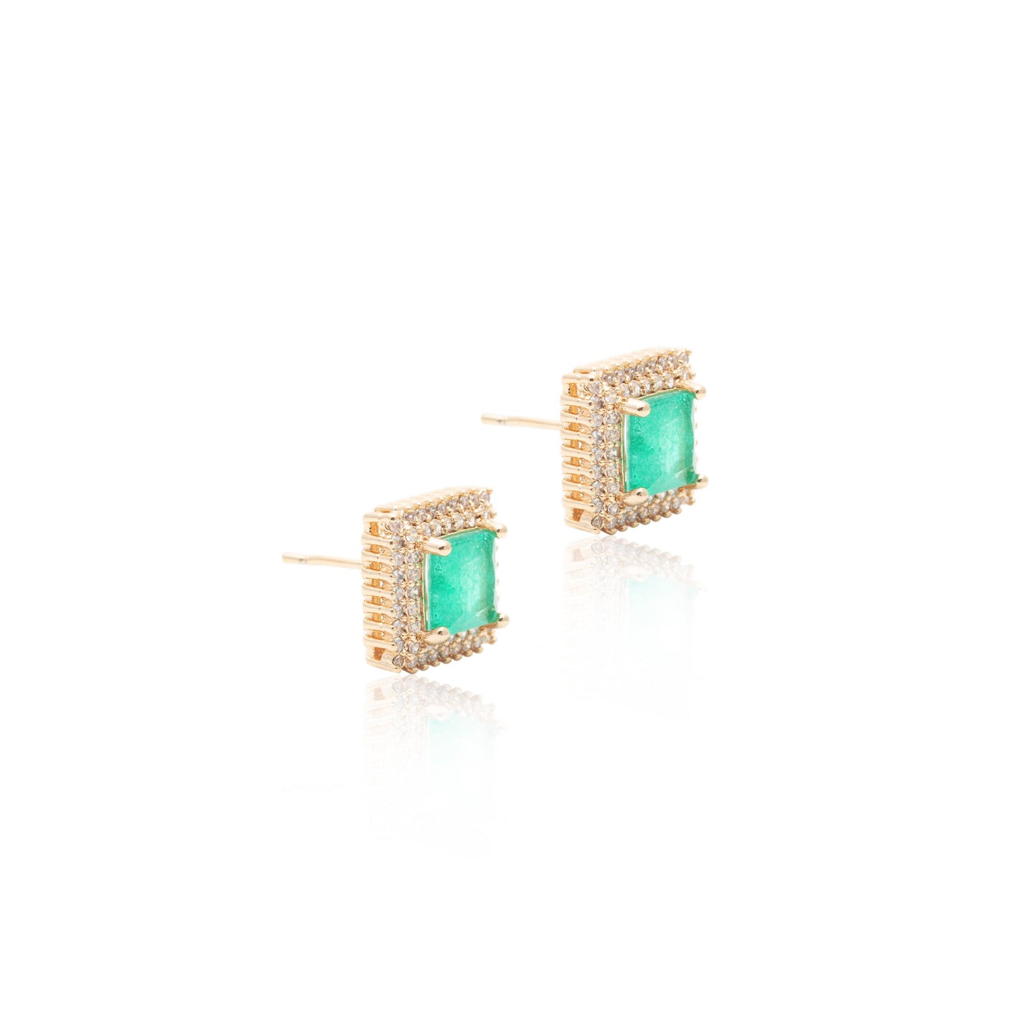 18K gold plated "frame" earring "frame" with tourmaline fusion