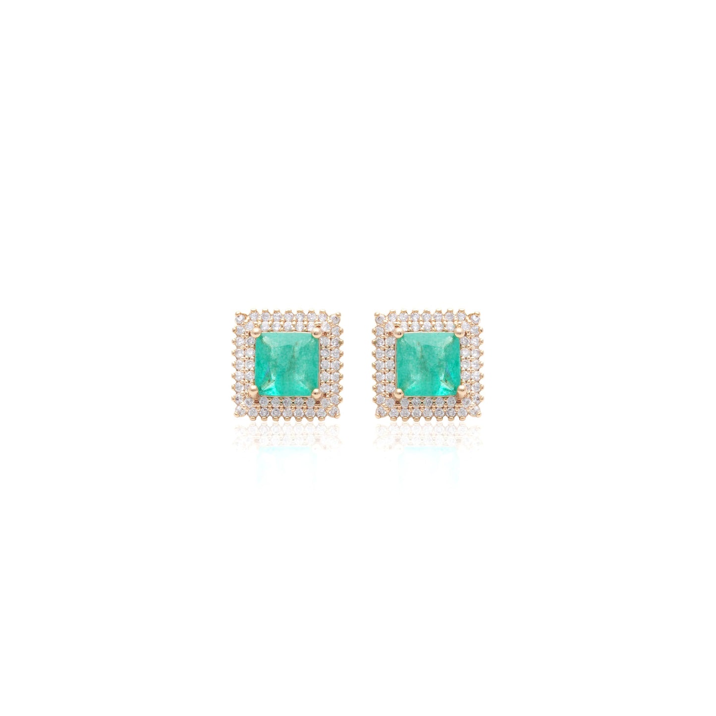 18K gold plated "frame" earring "frame" with tourmaline fusion