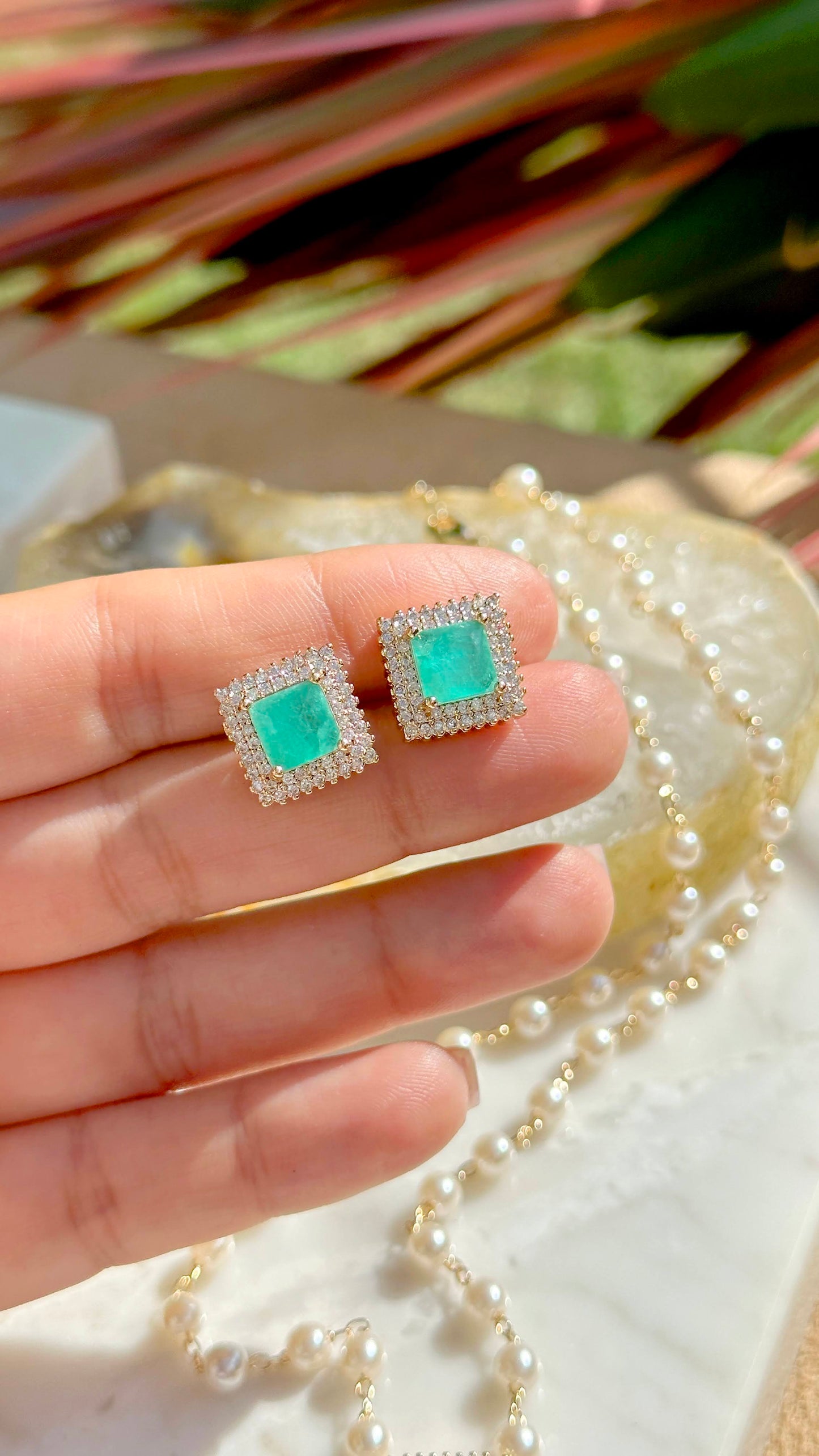 18K gold plated "frame" earring "frame" with tourmaline fusion
