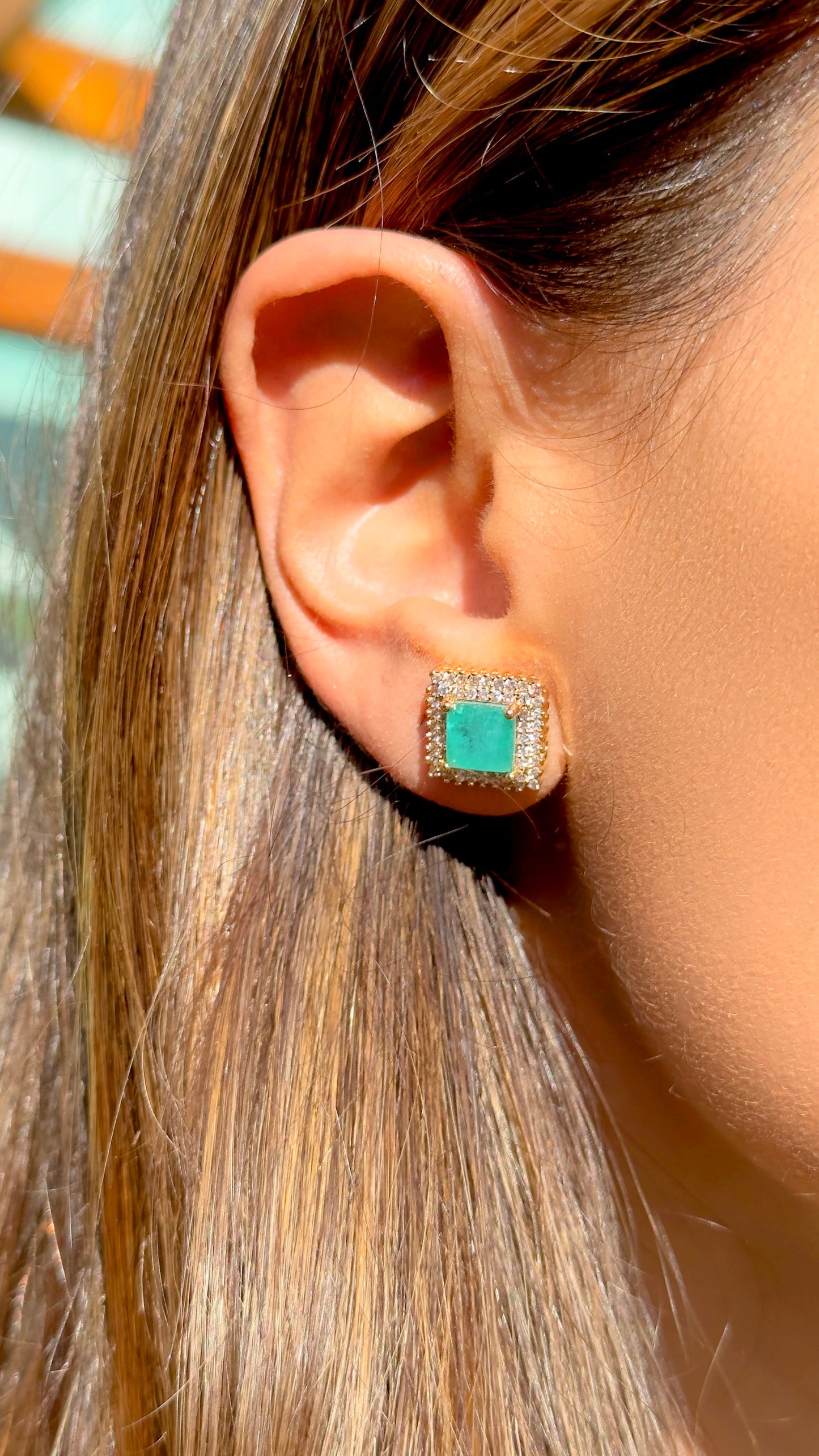 18K gold plated "frame" earring "frame" with tourmaline fusion