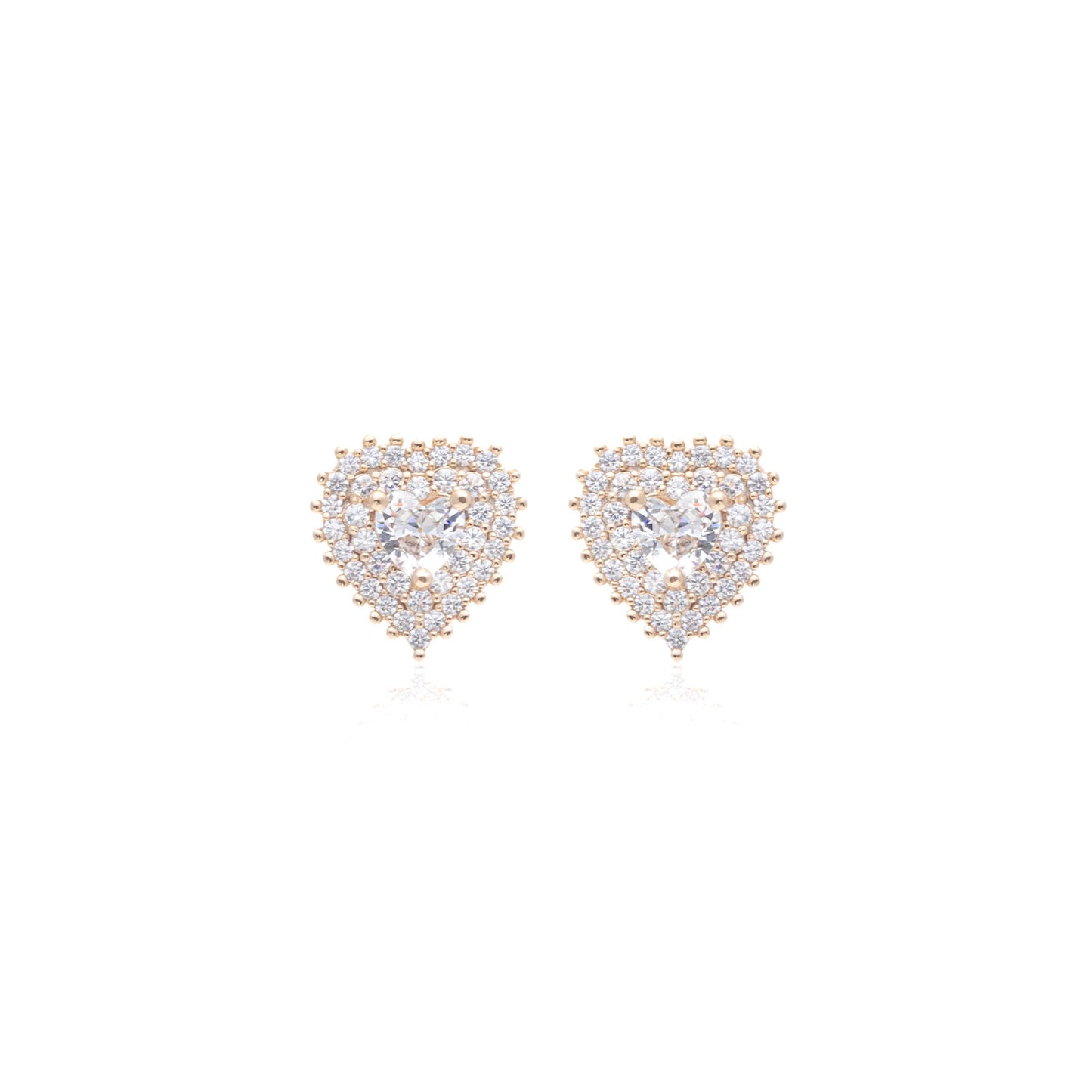 18K gold plated heart shapped set with white CZ (necklace + earrings)
