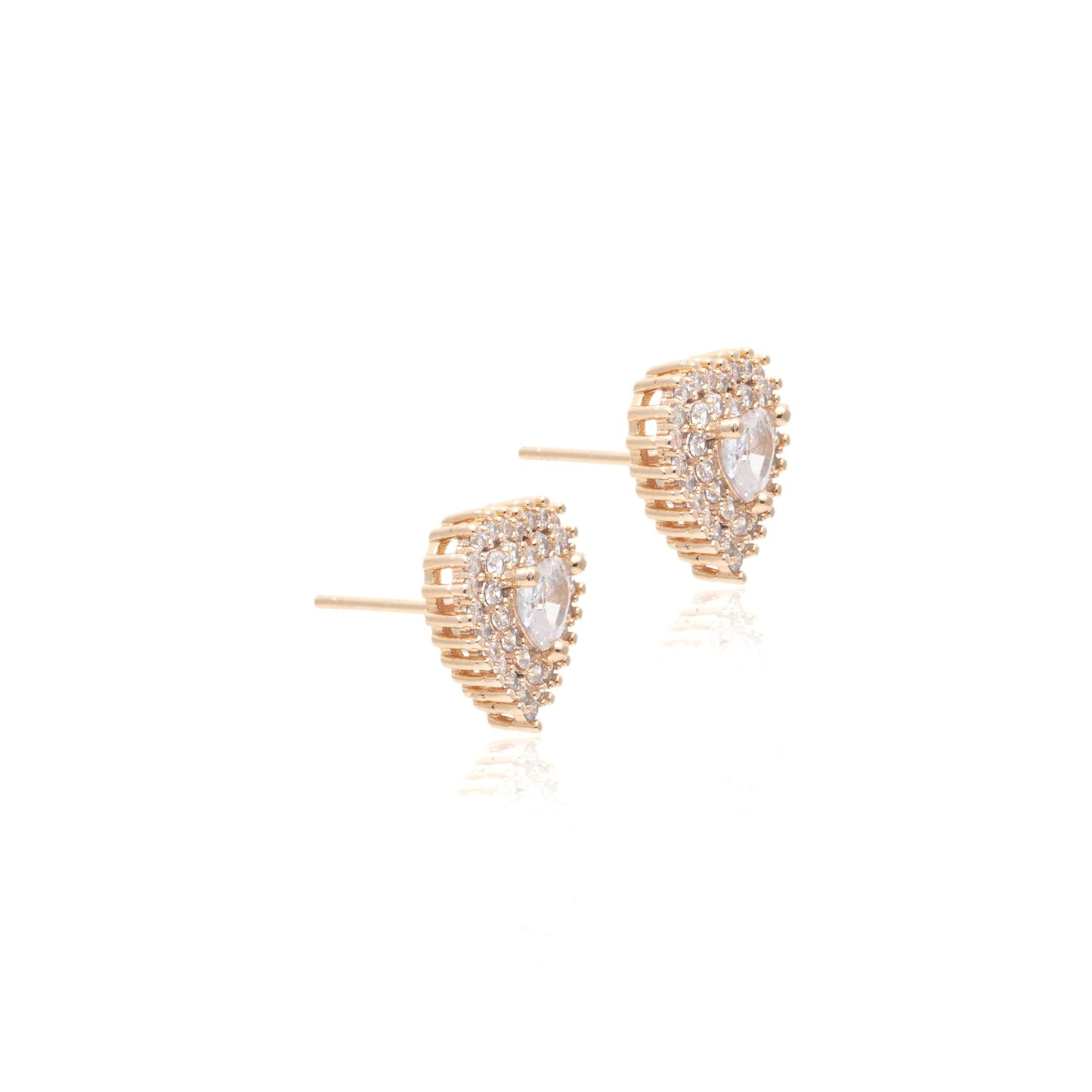 18K gold plated heart shapped set with white CZ (necklace + earrings)
