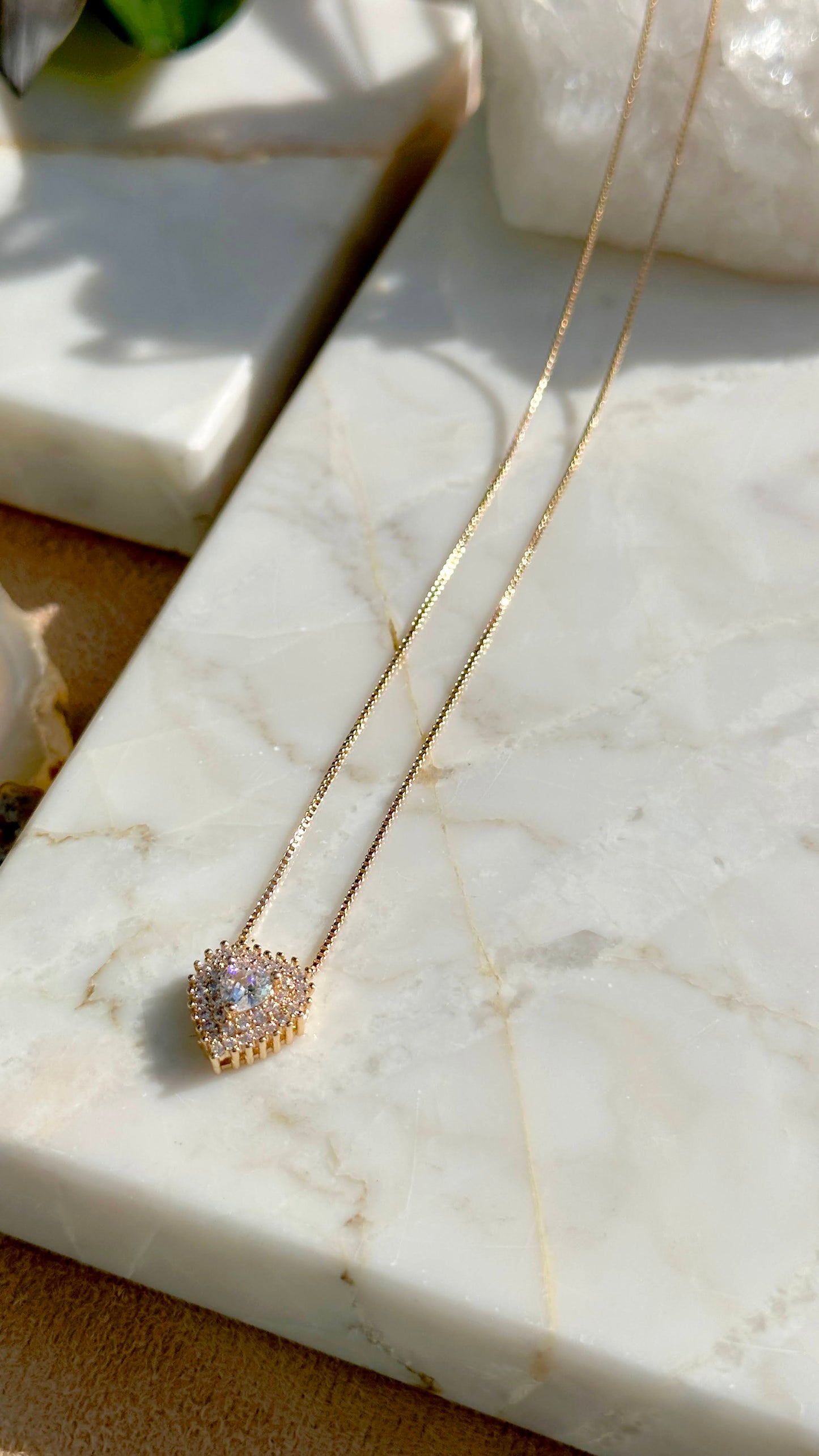 18K gold plated heart shapped set with white CZ (necklace + earrings)