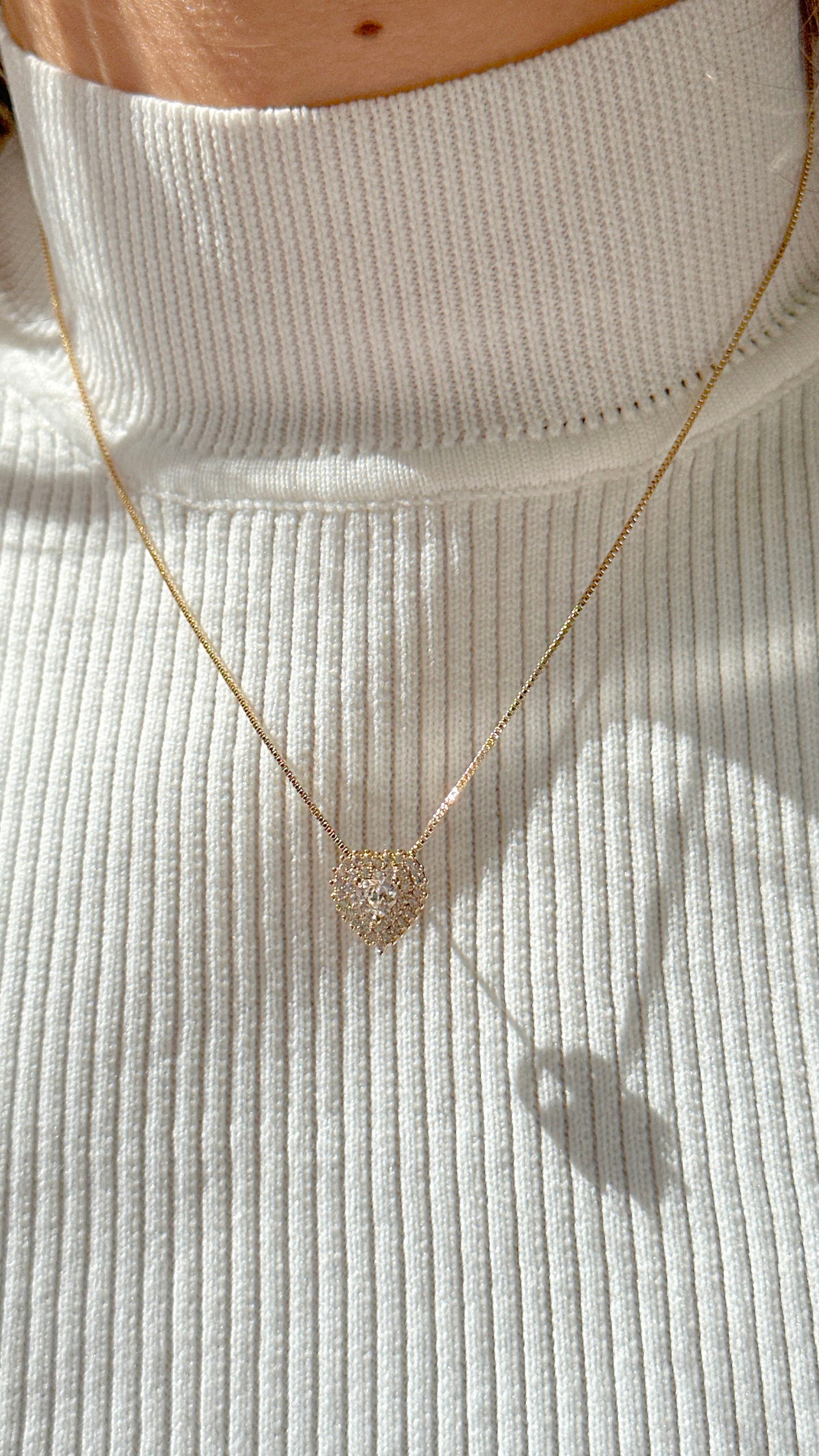 18K gold plated heart shapped set with white CZ (necklace + earrings)
