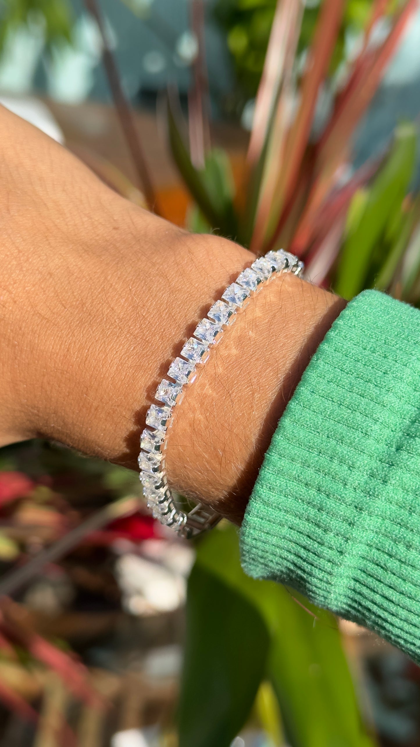 925 sterling silver riviera bracelet with 4MM white CZ