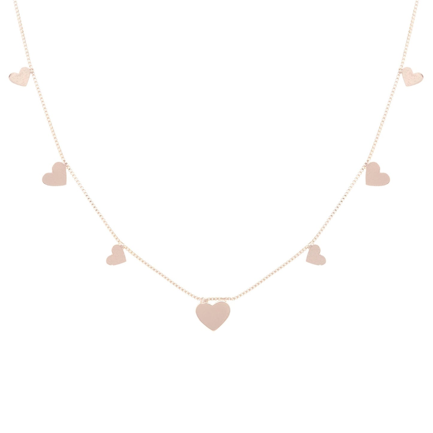 Necklace with seven little hearts 18k gold plated