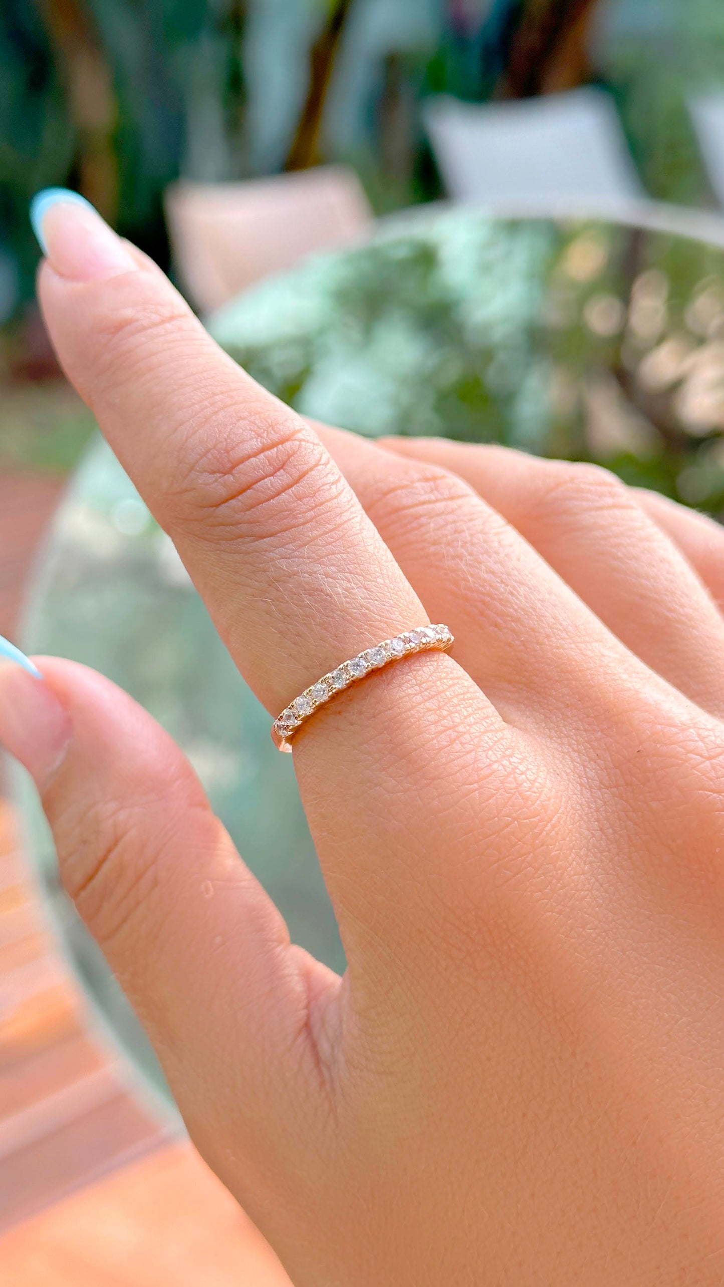 Cubic Zirconia Half Stud Ring