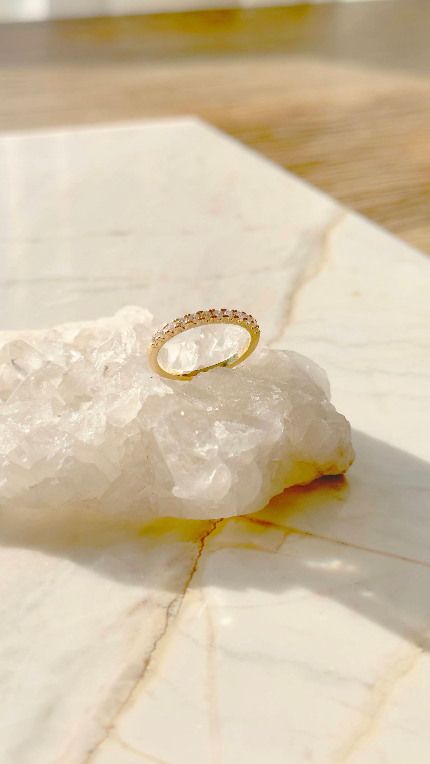 Cubic Zirconia Half Stud Ring