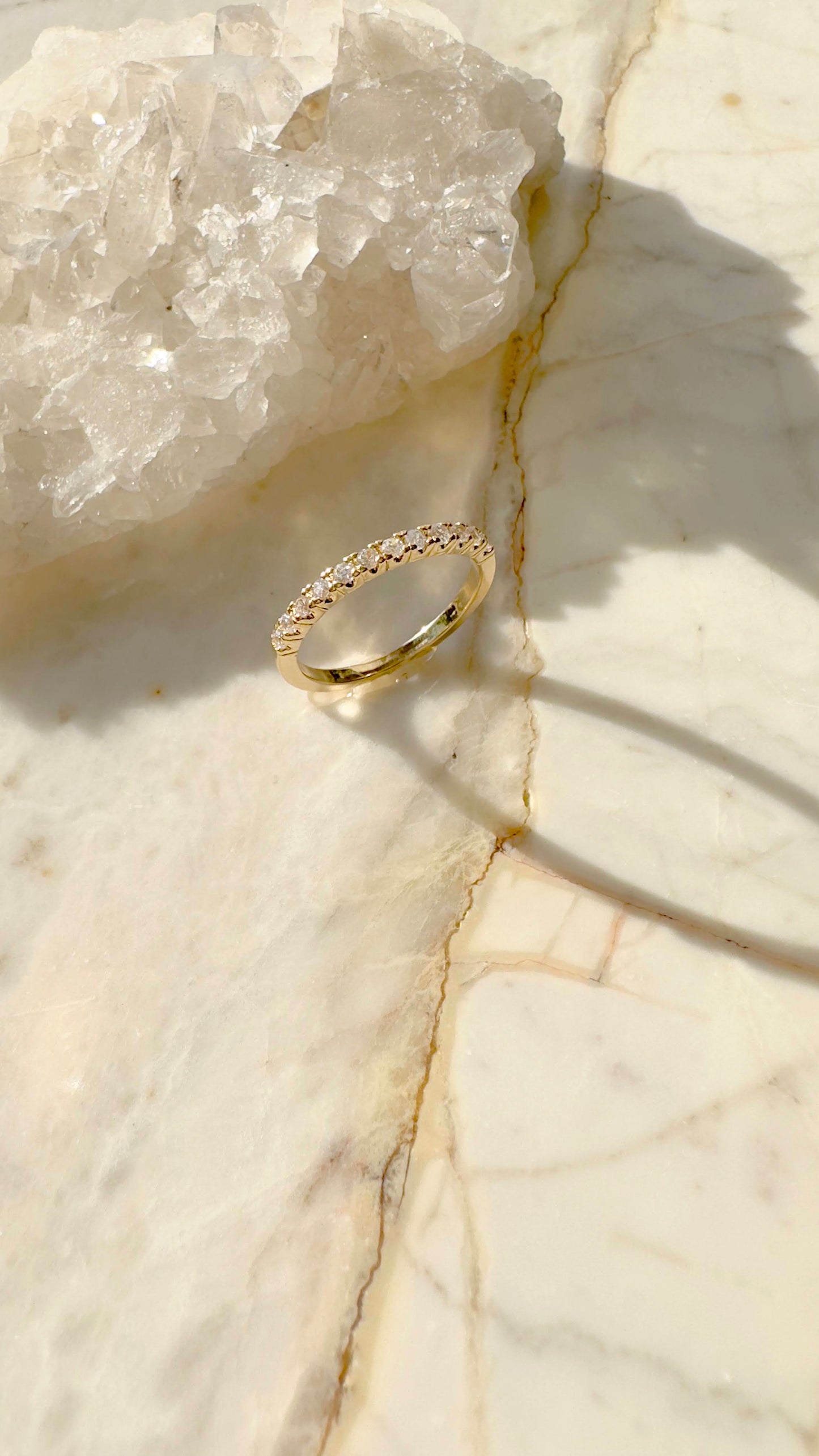Cubic Zirconia Half Stud Ring