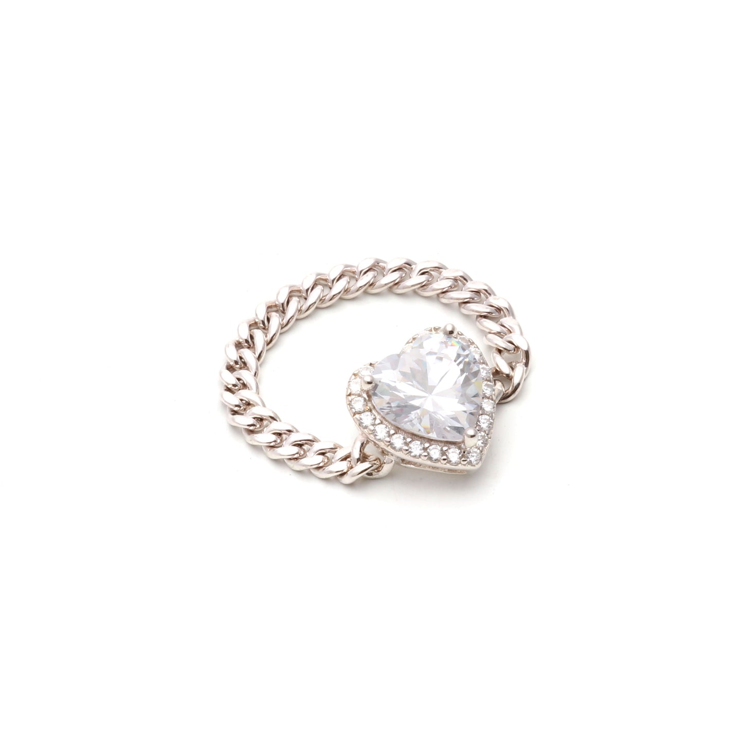 White Zirconia Heart Shaped Malleable Ring