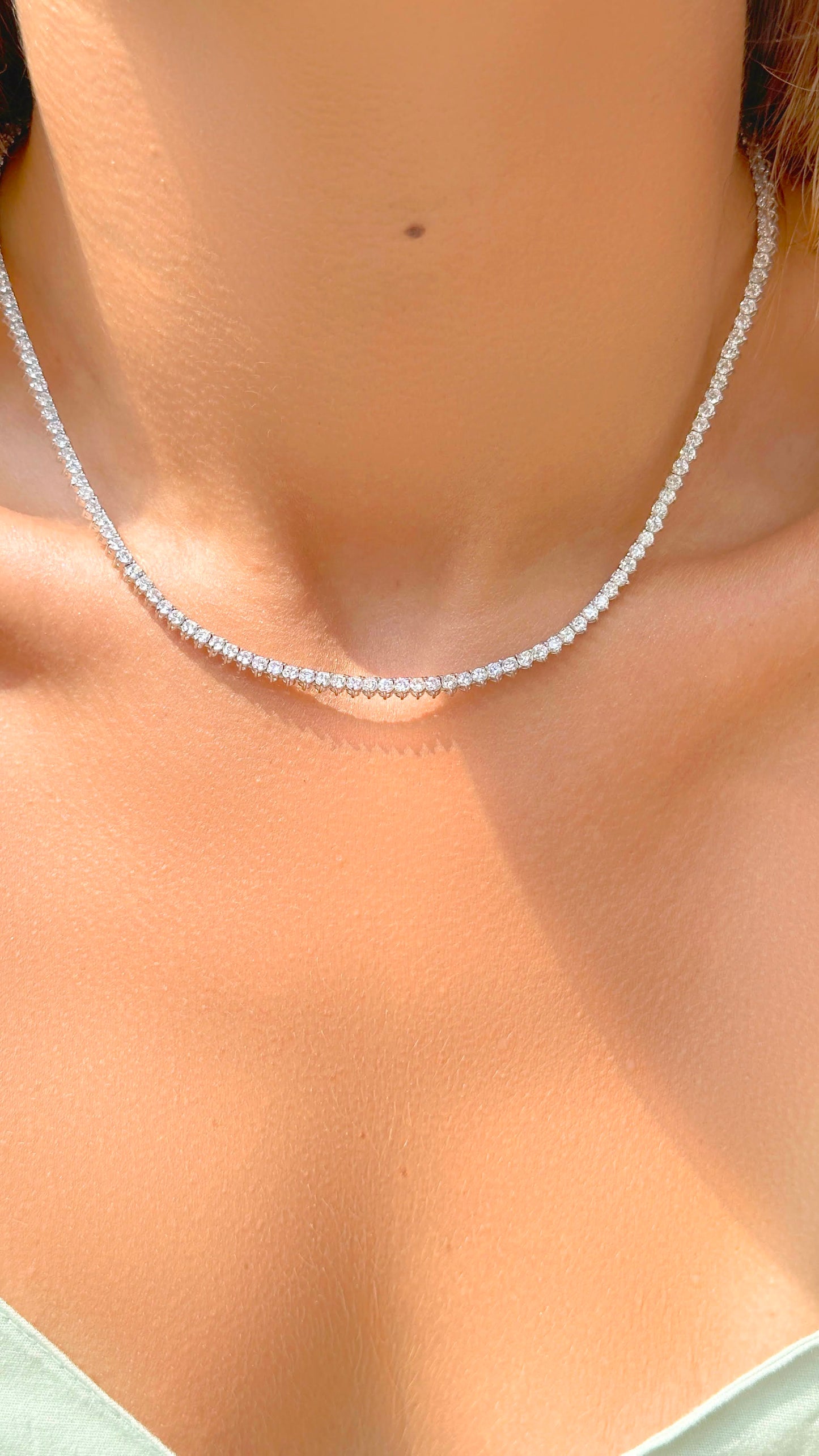 Tennis Necklace 16.5 inch 925 Sterling Silver (Riviera)