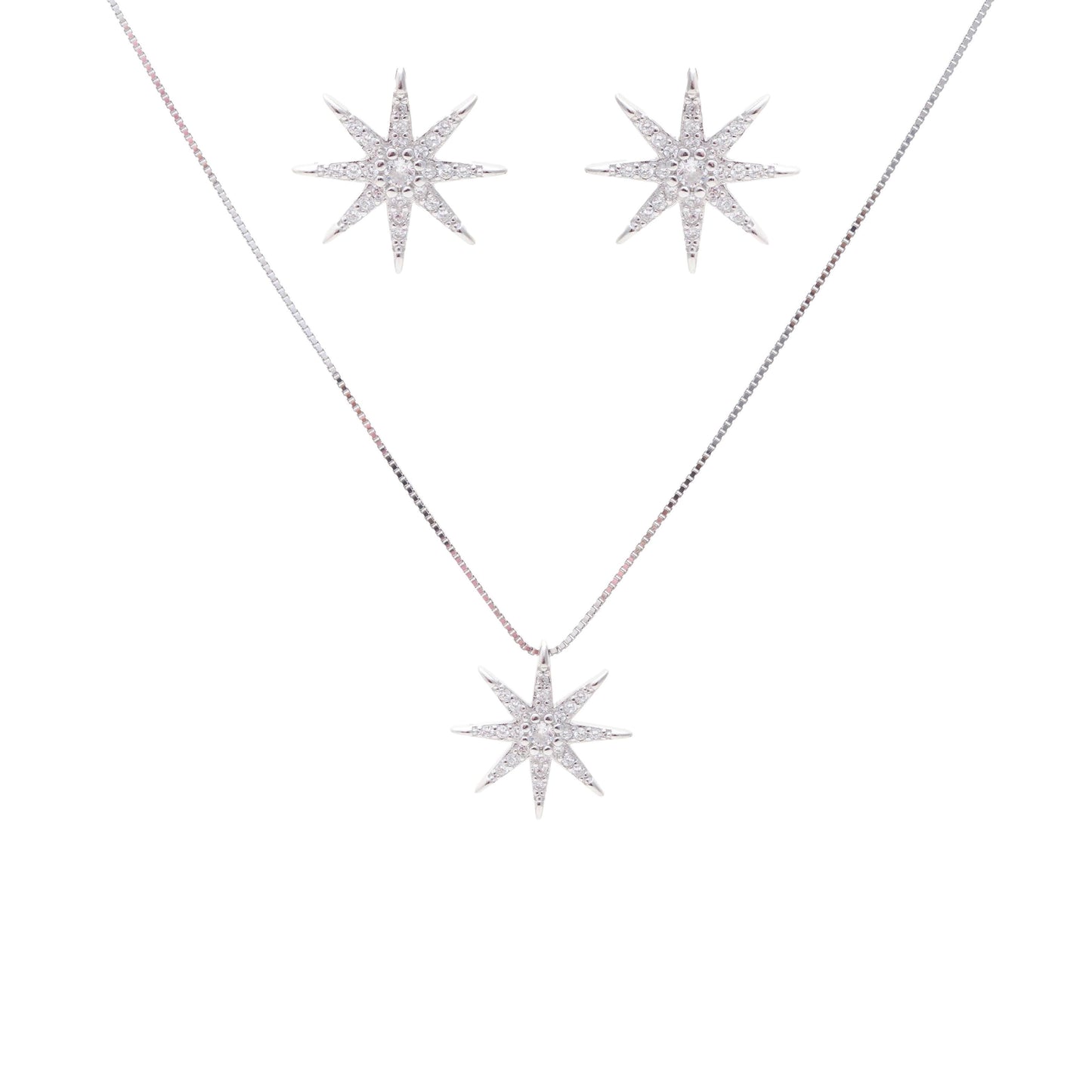 Star Stud Set in 925 Sterling Silver