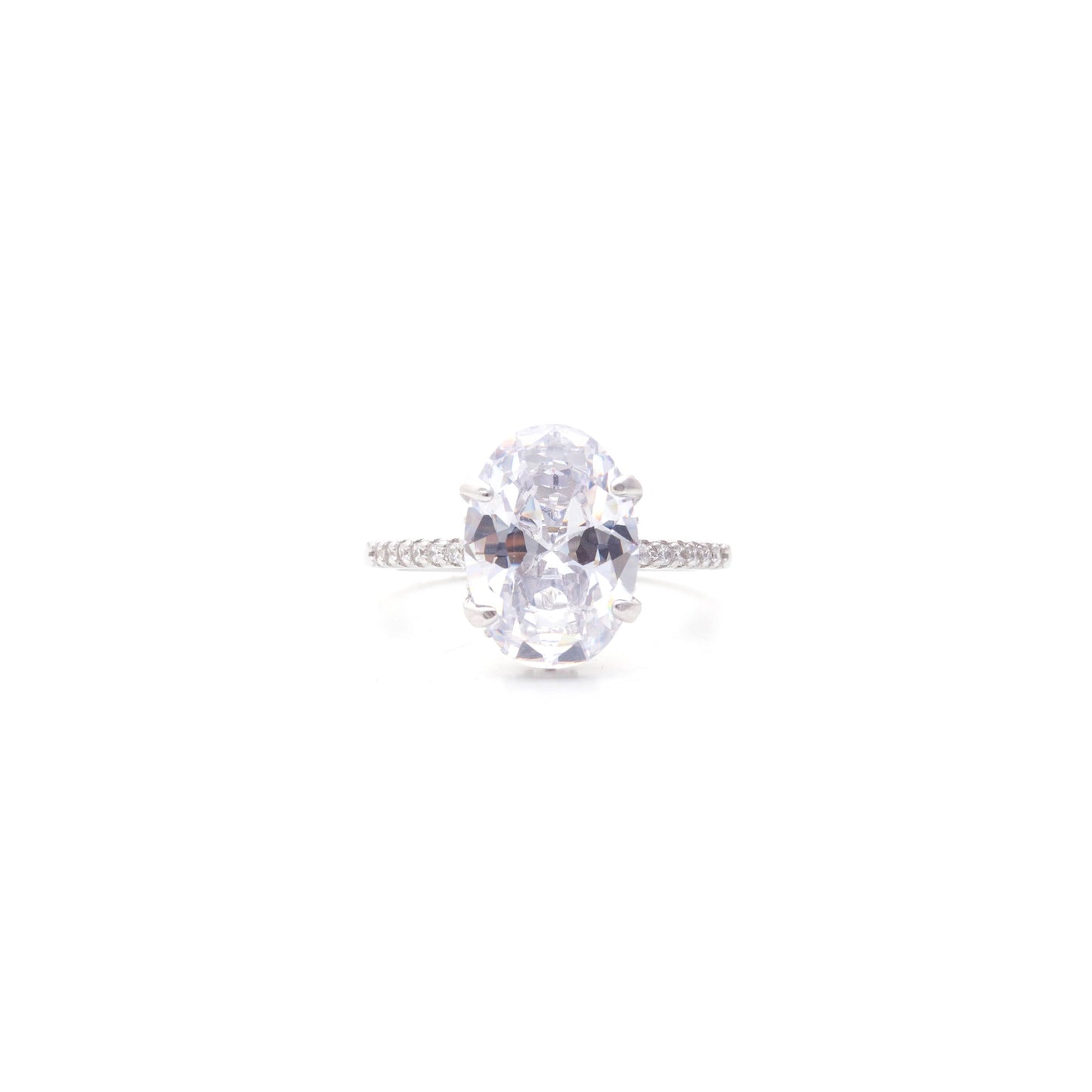 White Zirconia Oval Solitary Ring