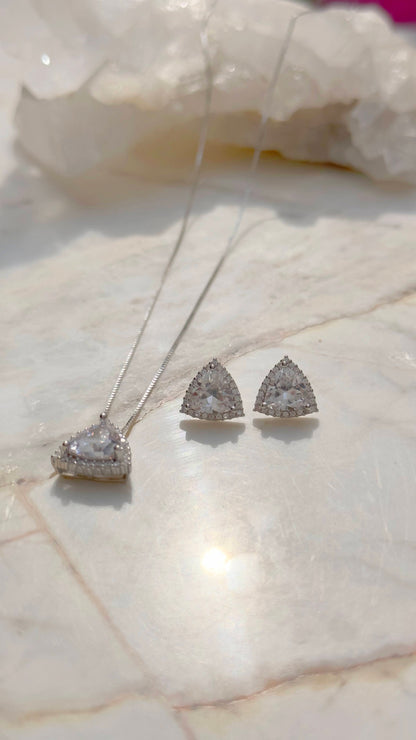 Zirconia Triangle Set in 925 Sterling Silver