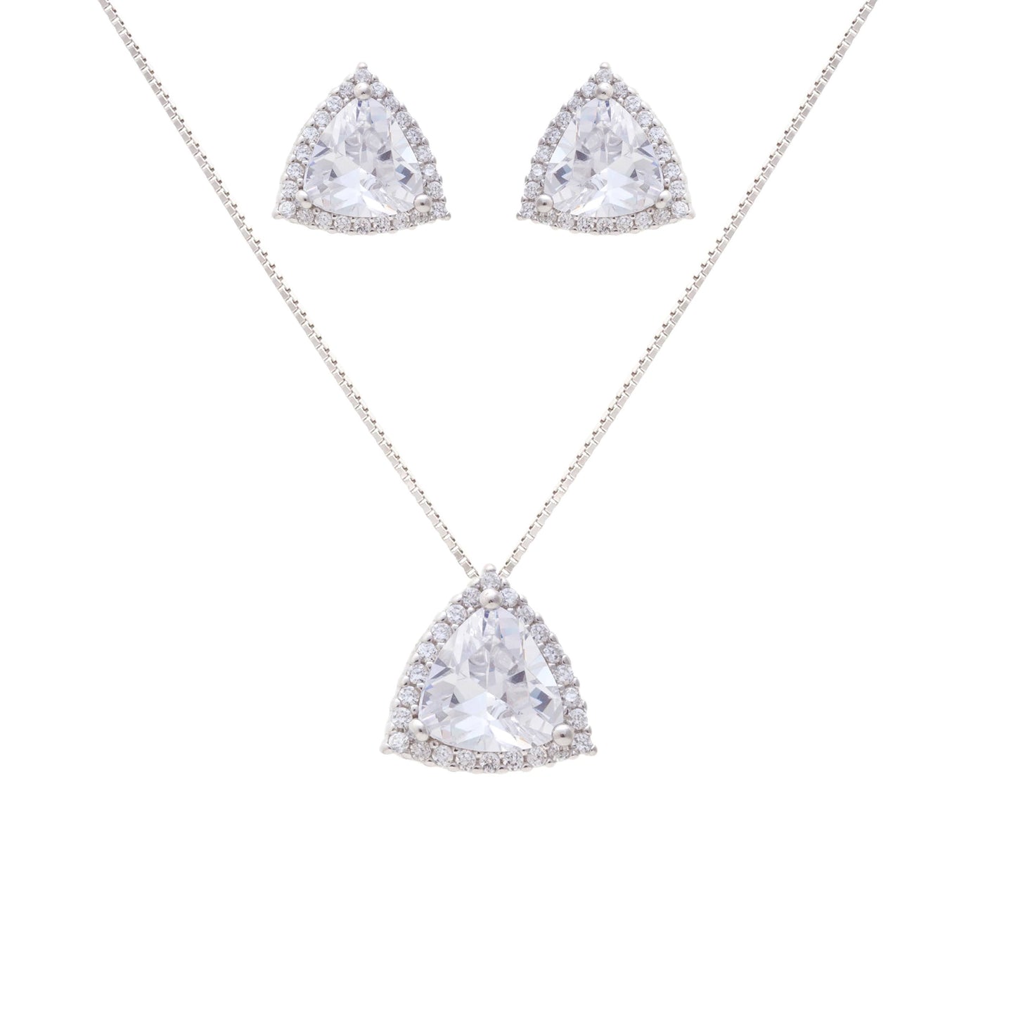 Zirconia Triangle Set in 925 Sterling Silver