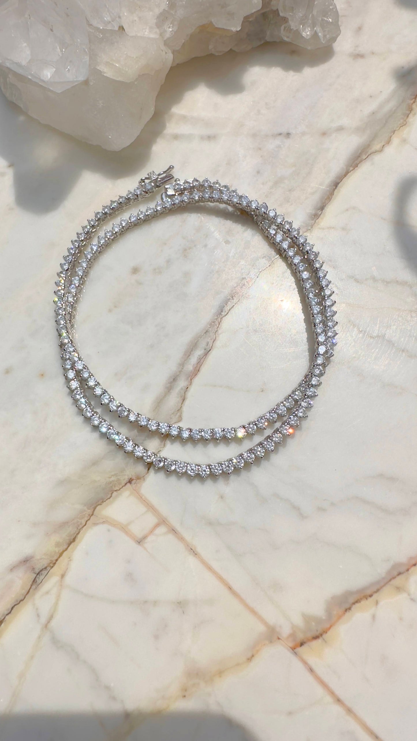 Tennis Necklace 16.5 inch 925 Sterling Silver (Riviera)