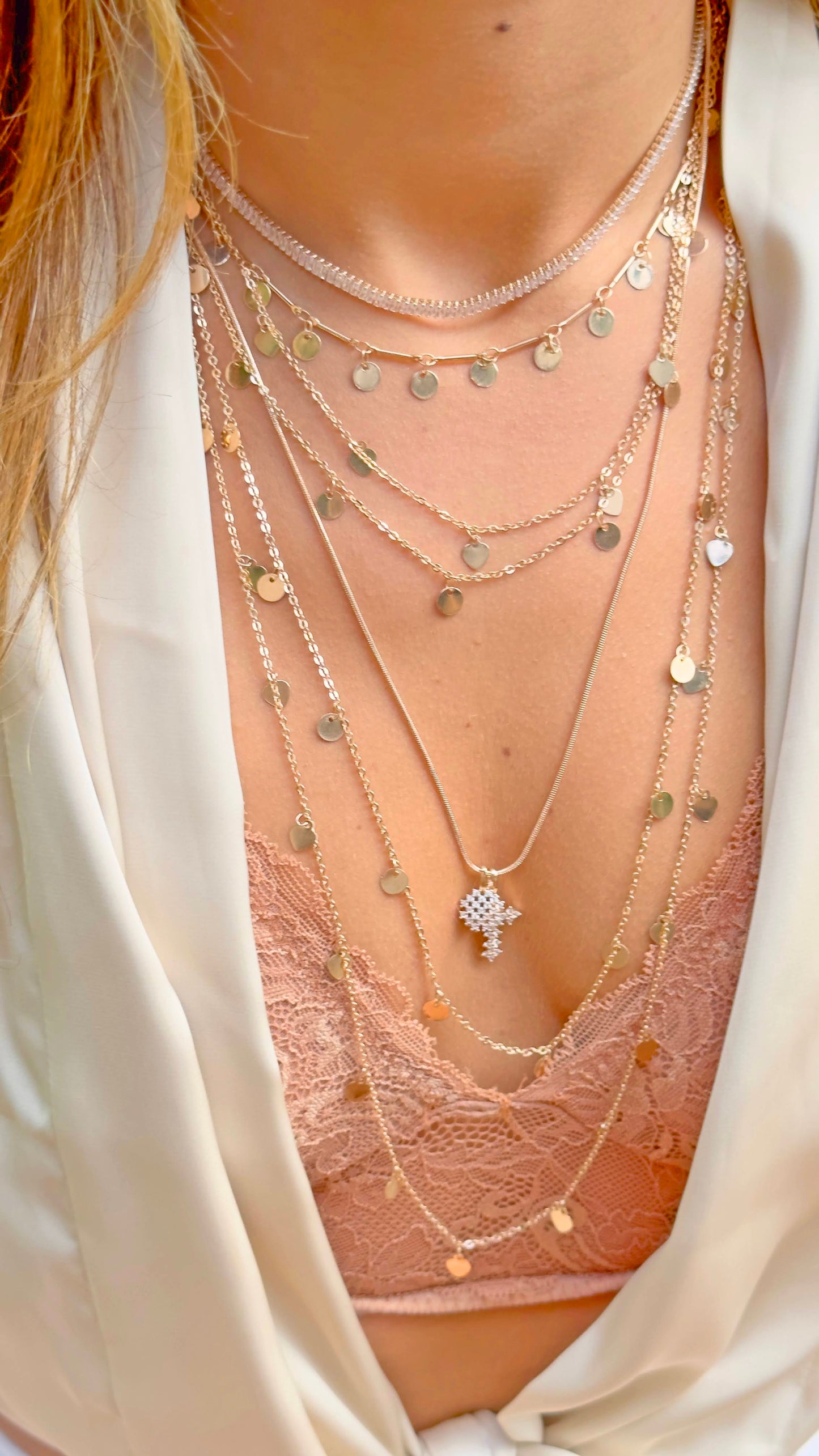 Malleable baguette tennis necklace in 18k Gold plating