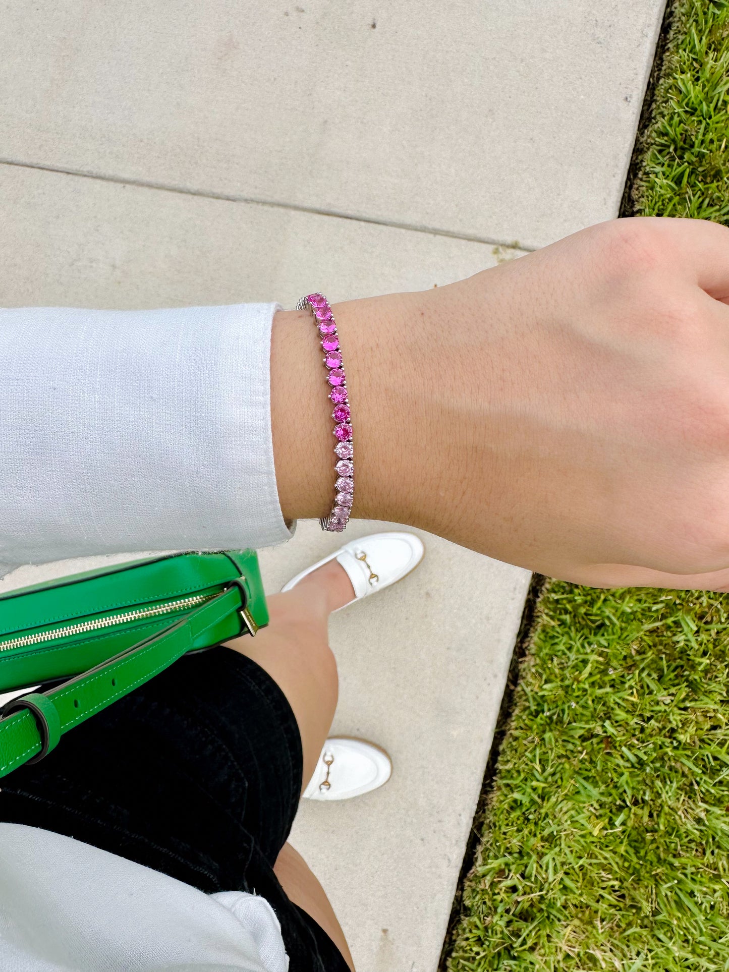 Pink tennis bracelet