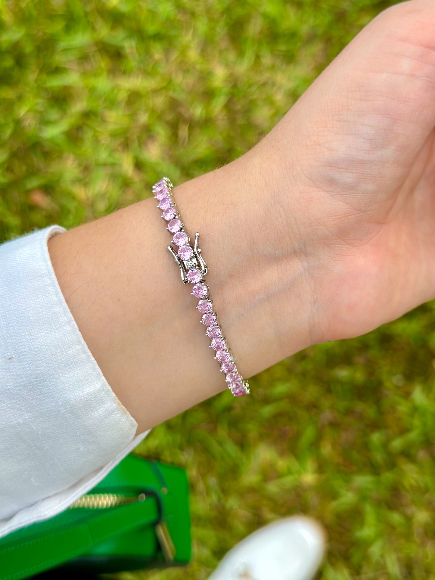 Pink tennis bracelet