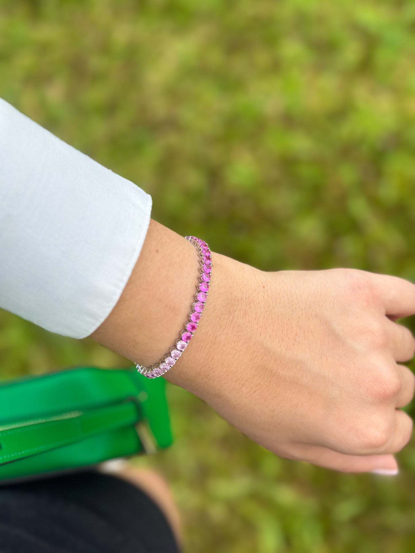 Pink tennis bracelet