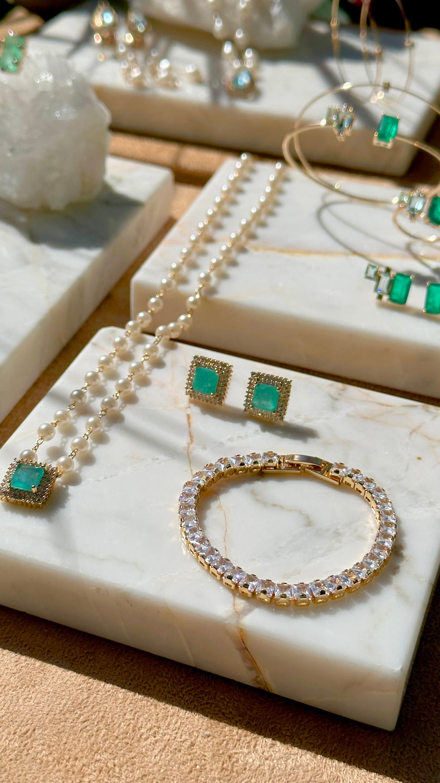 18K gold plated riviera bracelet with 4MM white CZ