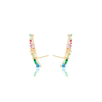 18K gold plated earring with colorful crystals in different shapes