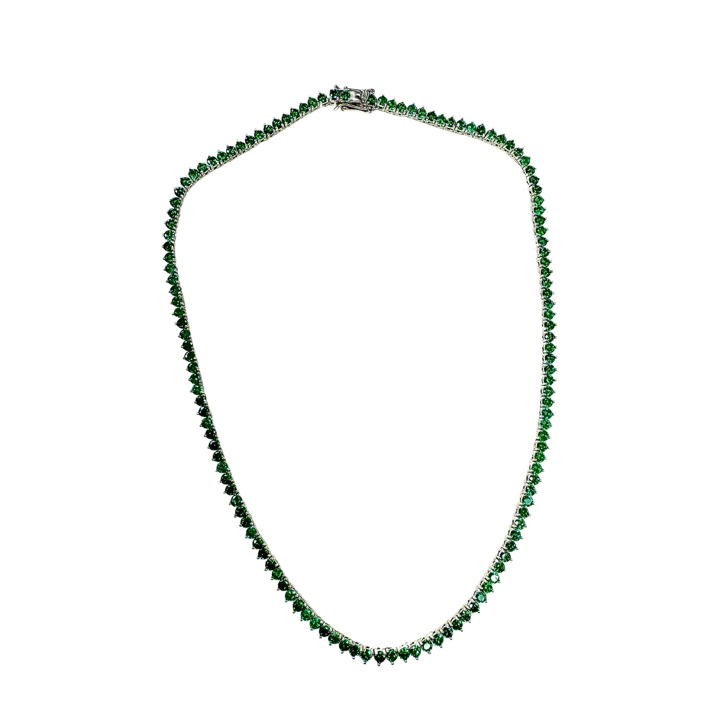 Green zirconia tennis necklace - 3mm