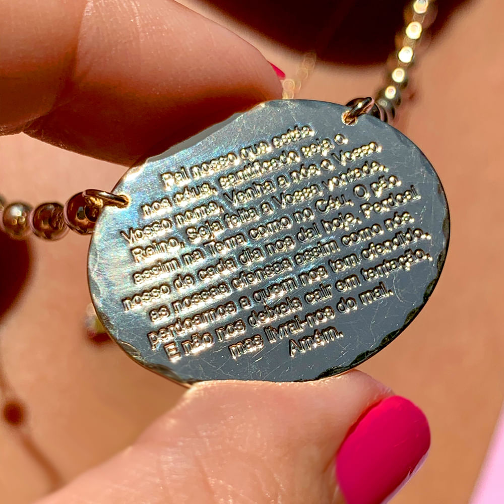 Medal necklace Our father 18K gold plated (23.6 inch)