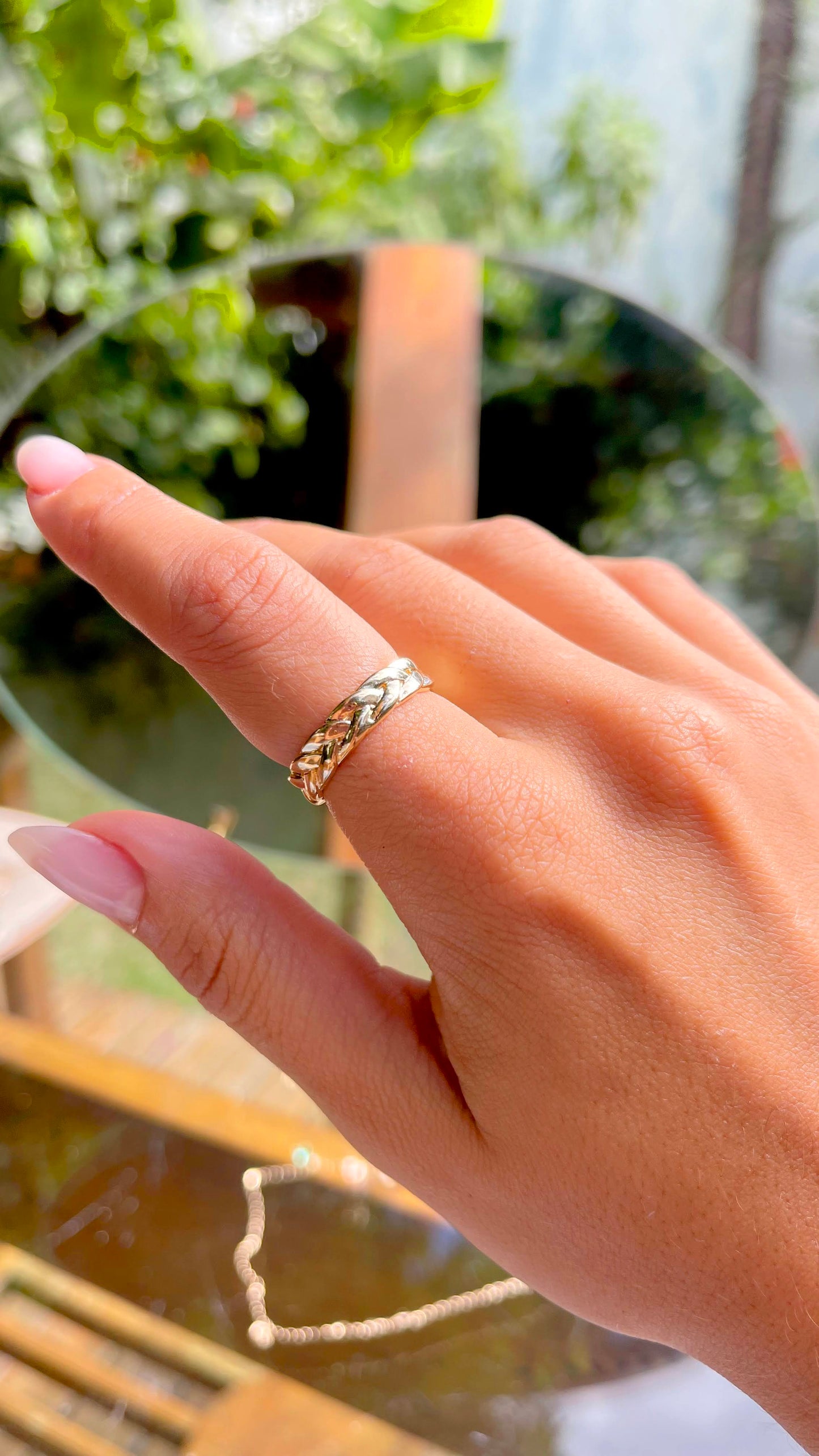 18K gold plated braided wedding ring